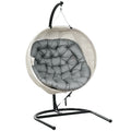 Hanging Egg Chair with Stand and Thick Cushion - Grey