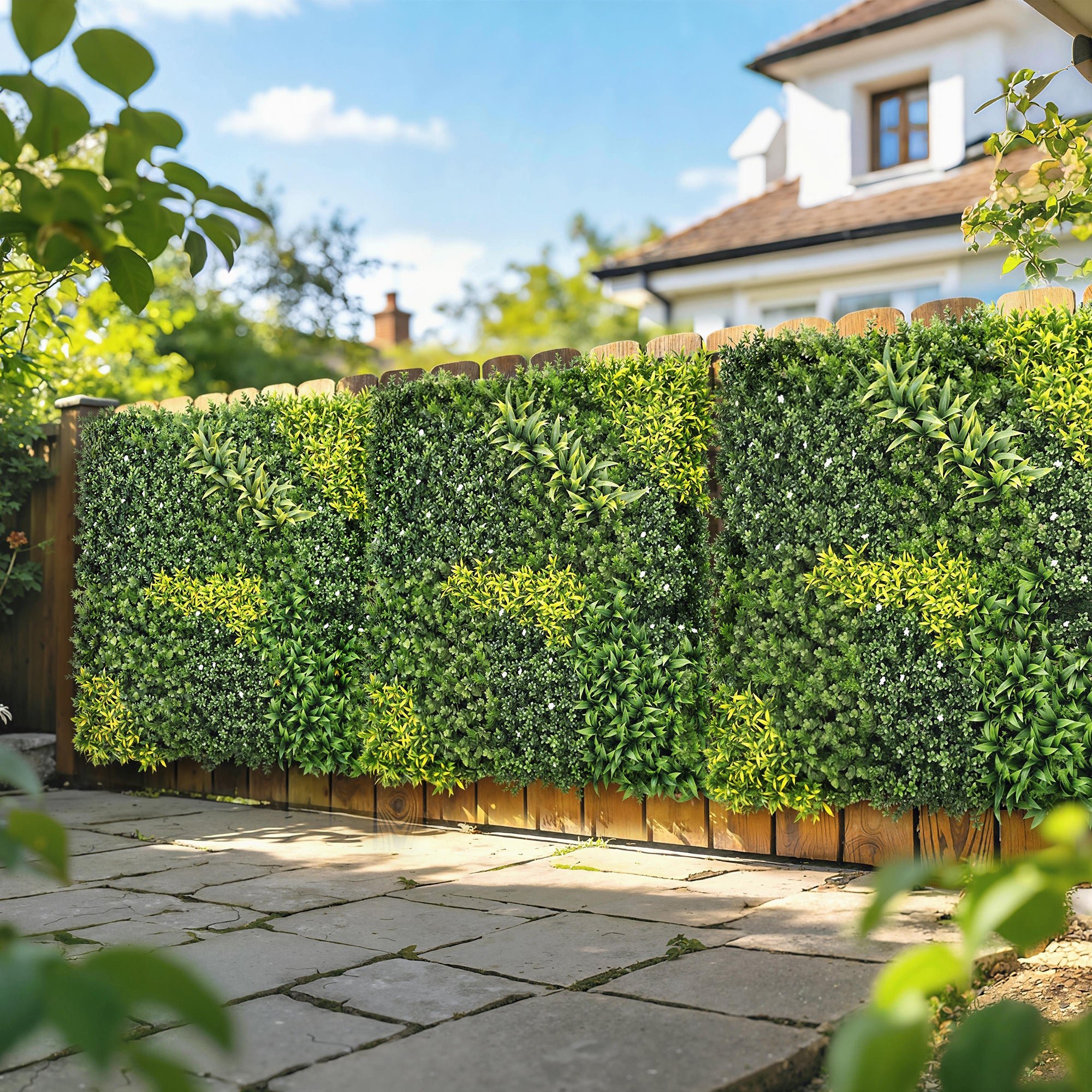 Artificial Plant Wall Panel, 100x100 cm Artificial Grass Backdrop Wall, Green