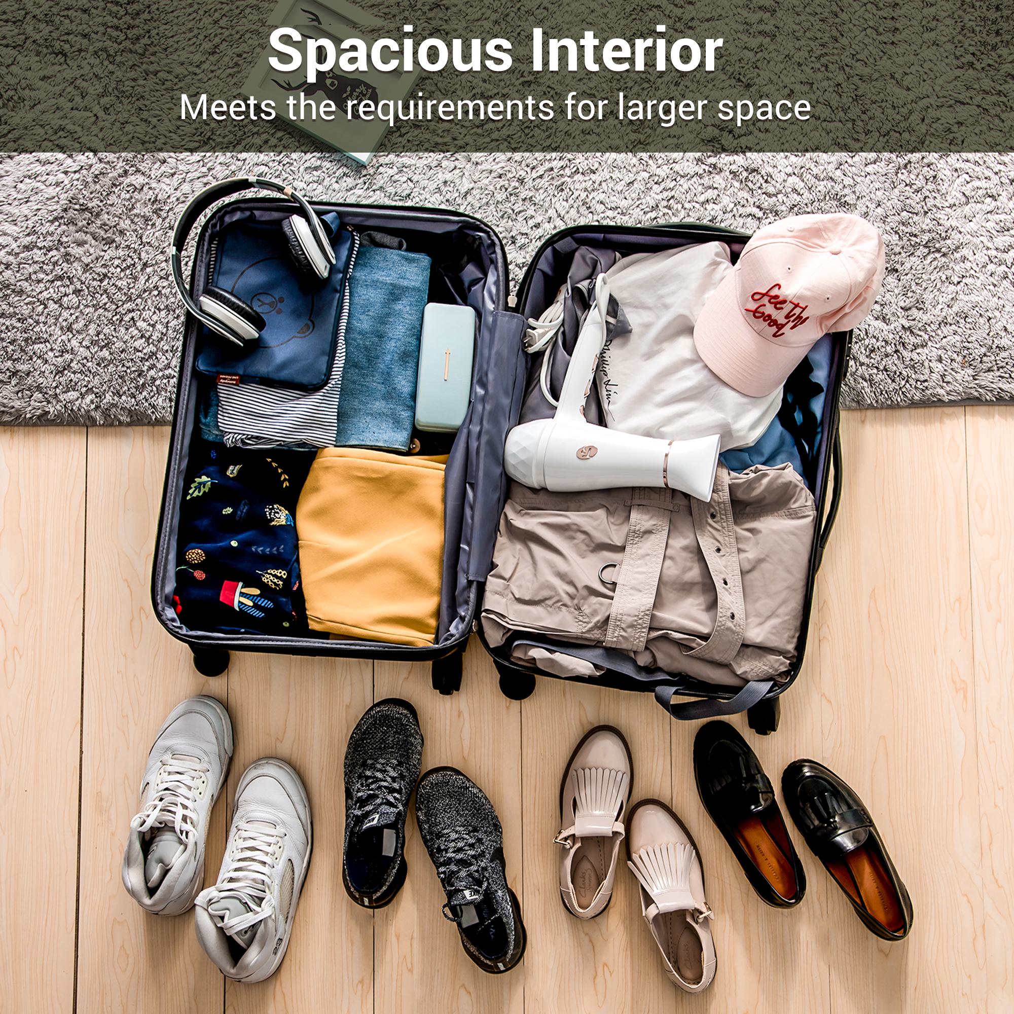 20" 4-Wheel ABS Hard Shell Travel Trolley Suitcase with Adjustable Handle, Luggage with Secure Lock, 35L x 23W x 57H cm, Brown+Green