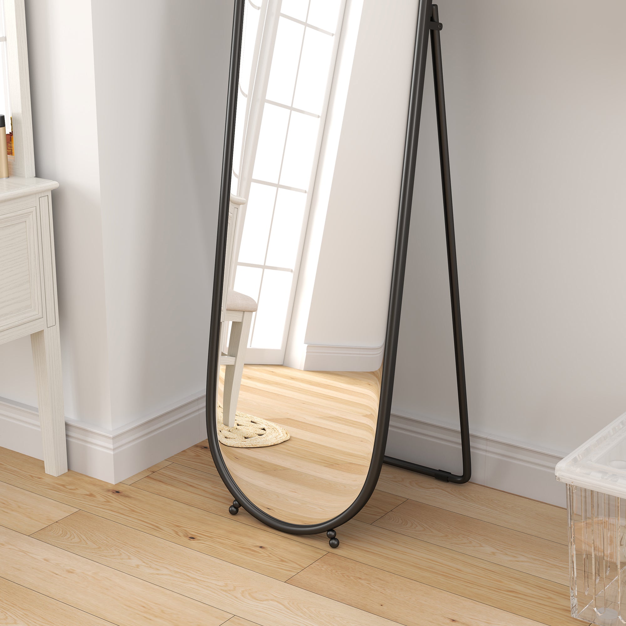 Two-Way Curved Full Length Mirror - Black