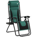 Zero Gravity Lounger Chair with Padded Cushion and Cup Holder - Green
