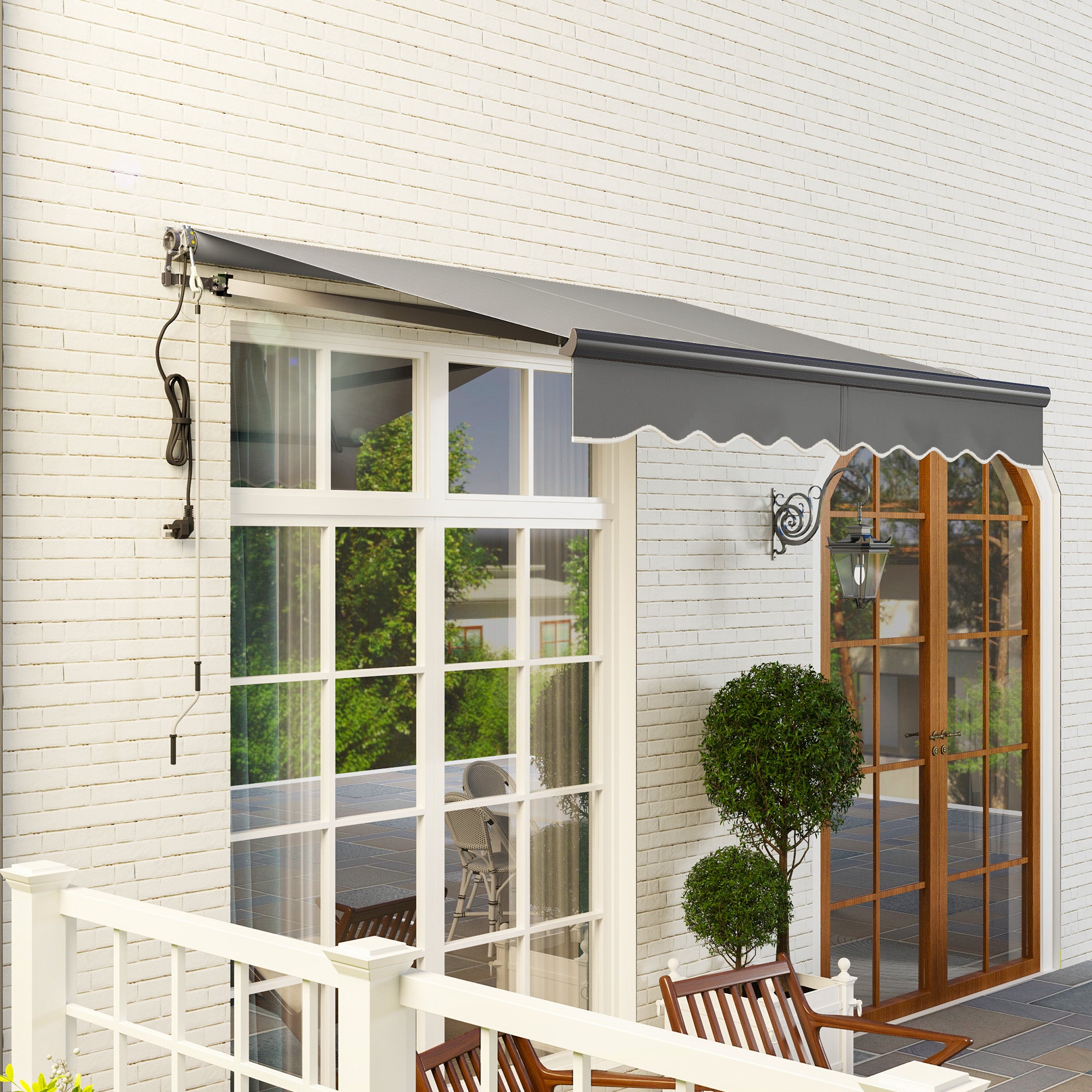 2.5 x 2m Electric Retractable Awning with UV30+ Canopy - Dark Grey