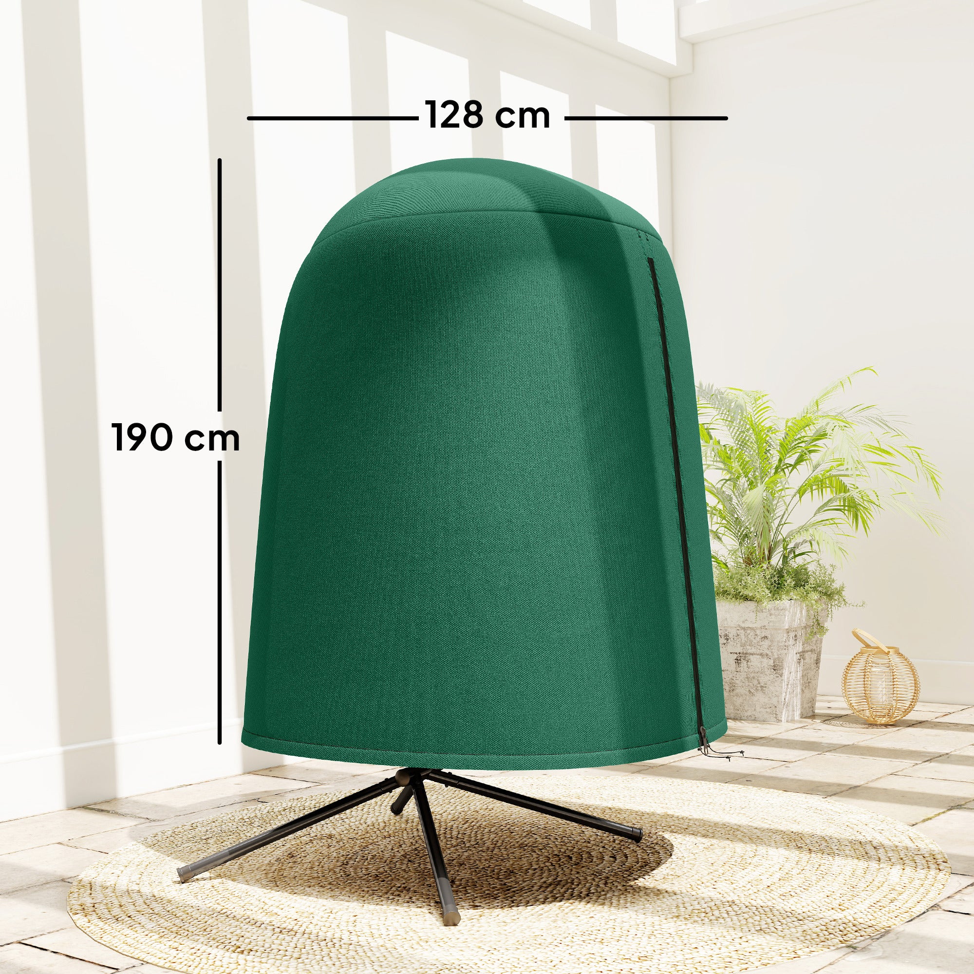 190 x Φ128cm Hanging Egg Chair Furniture Cover - Green