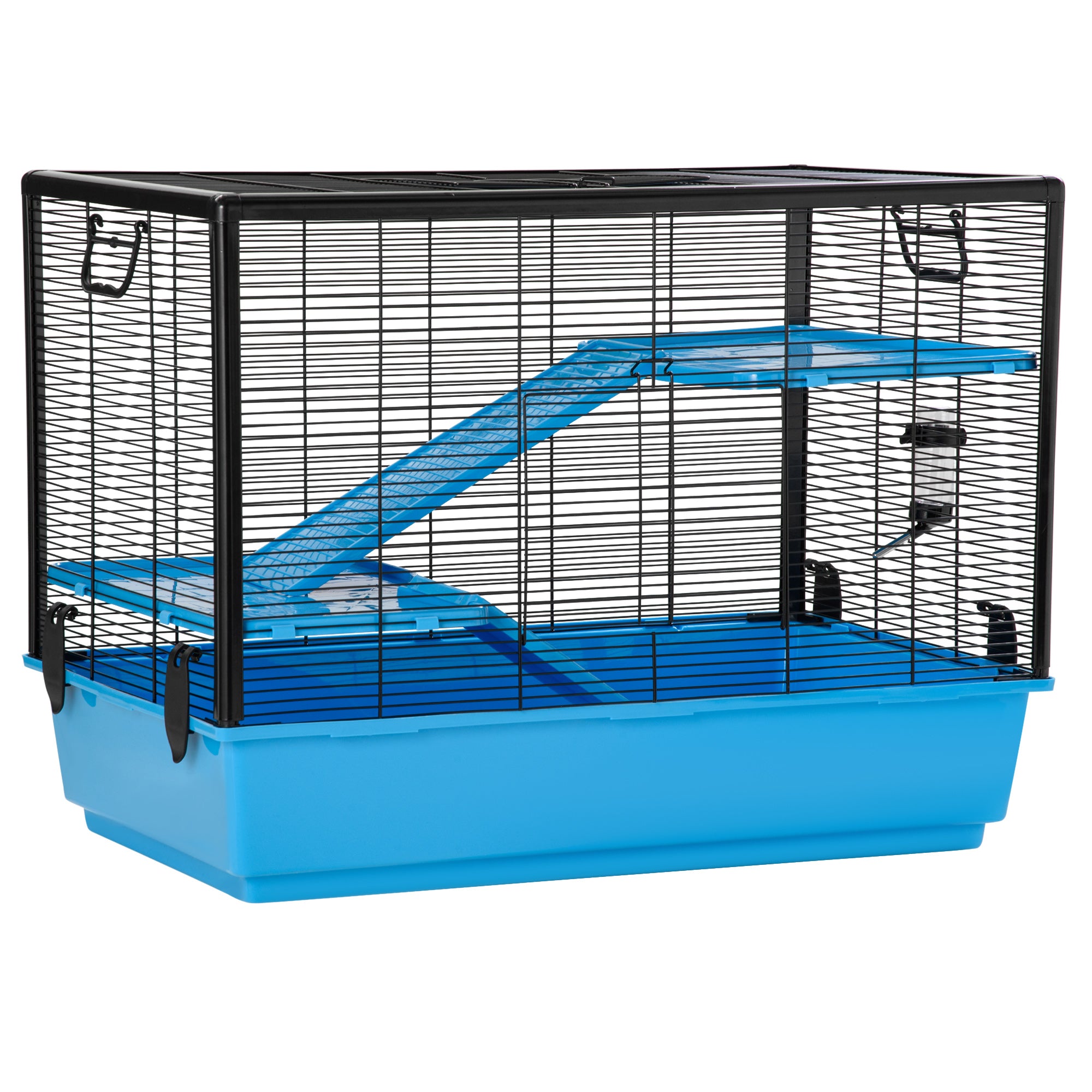 Indoor Small Animal Cage Habitat for Guinea Pigs Hamsters Chinchillas With Accessories, 80x48x58 cm, Light Blue