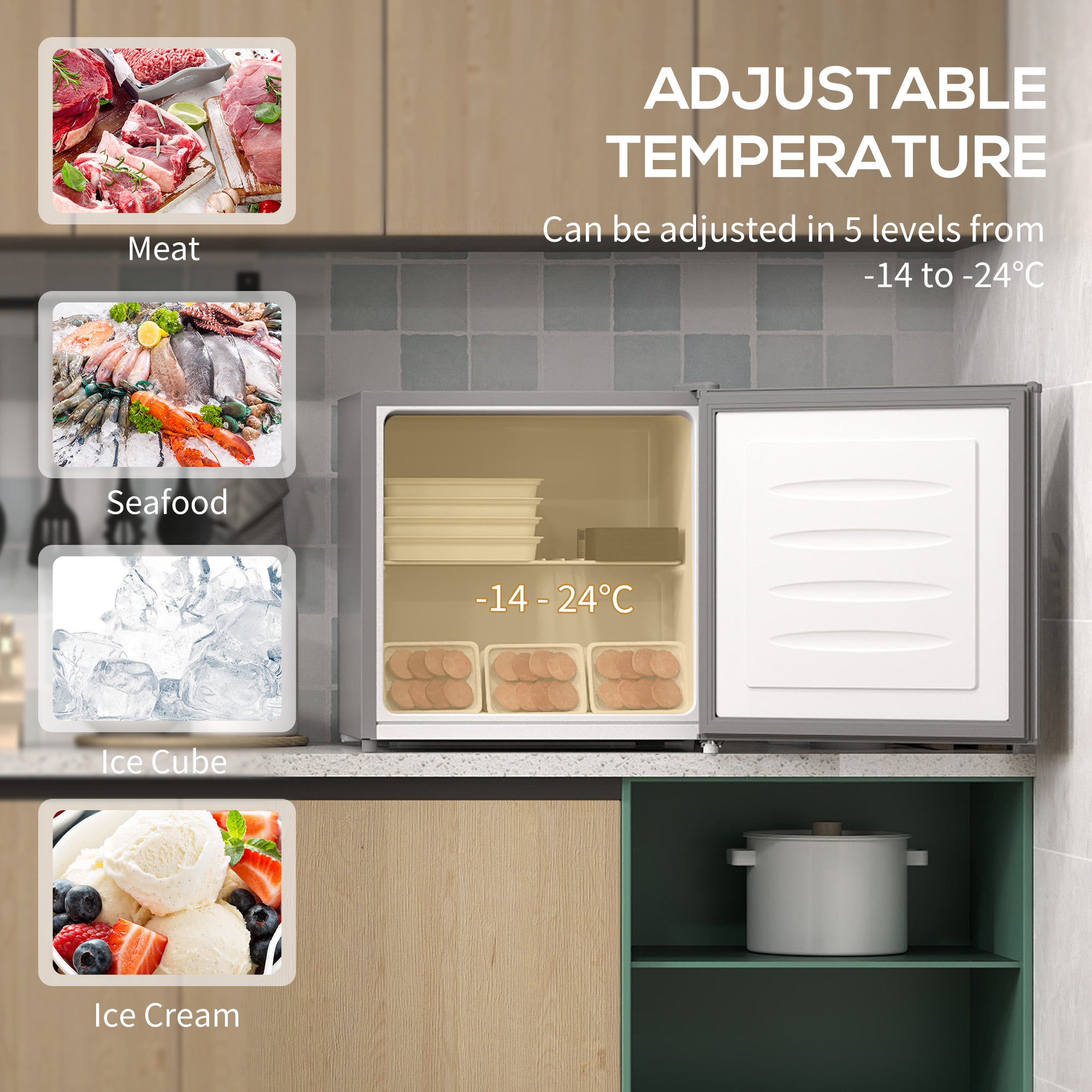 35L Mini Freezer, -24„ƒ to -14„ƒ Temperature - Grey