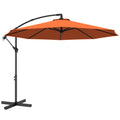 3 m Cantilever Parasol with Cross Base, Offset Outdoor Umbrella with Crank Handle, Hanging Sun Shade, Orange