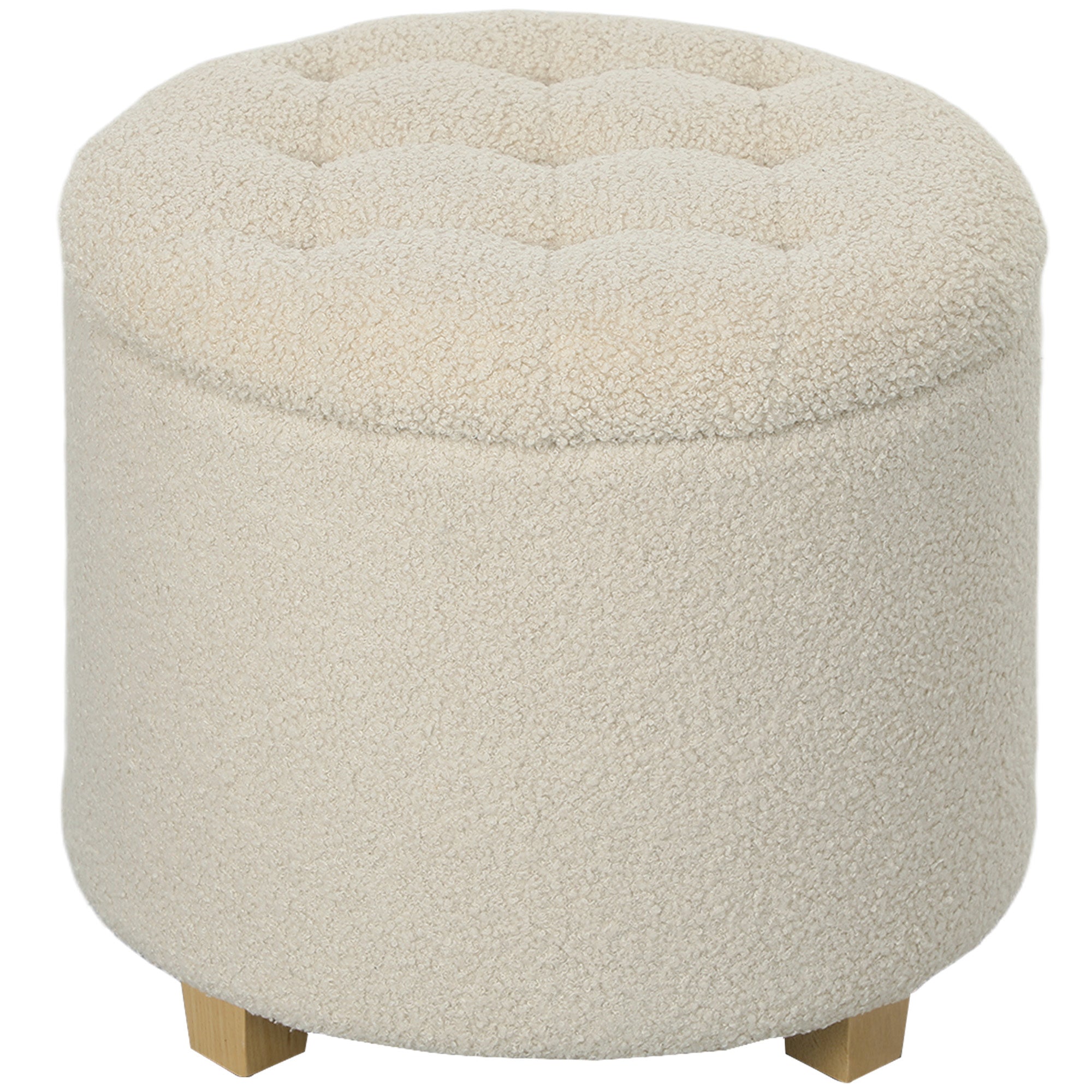 31.8L Teddy Fleece Storage Ottoman - Cream White