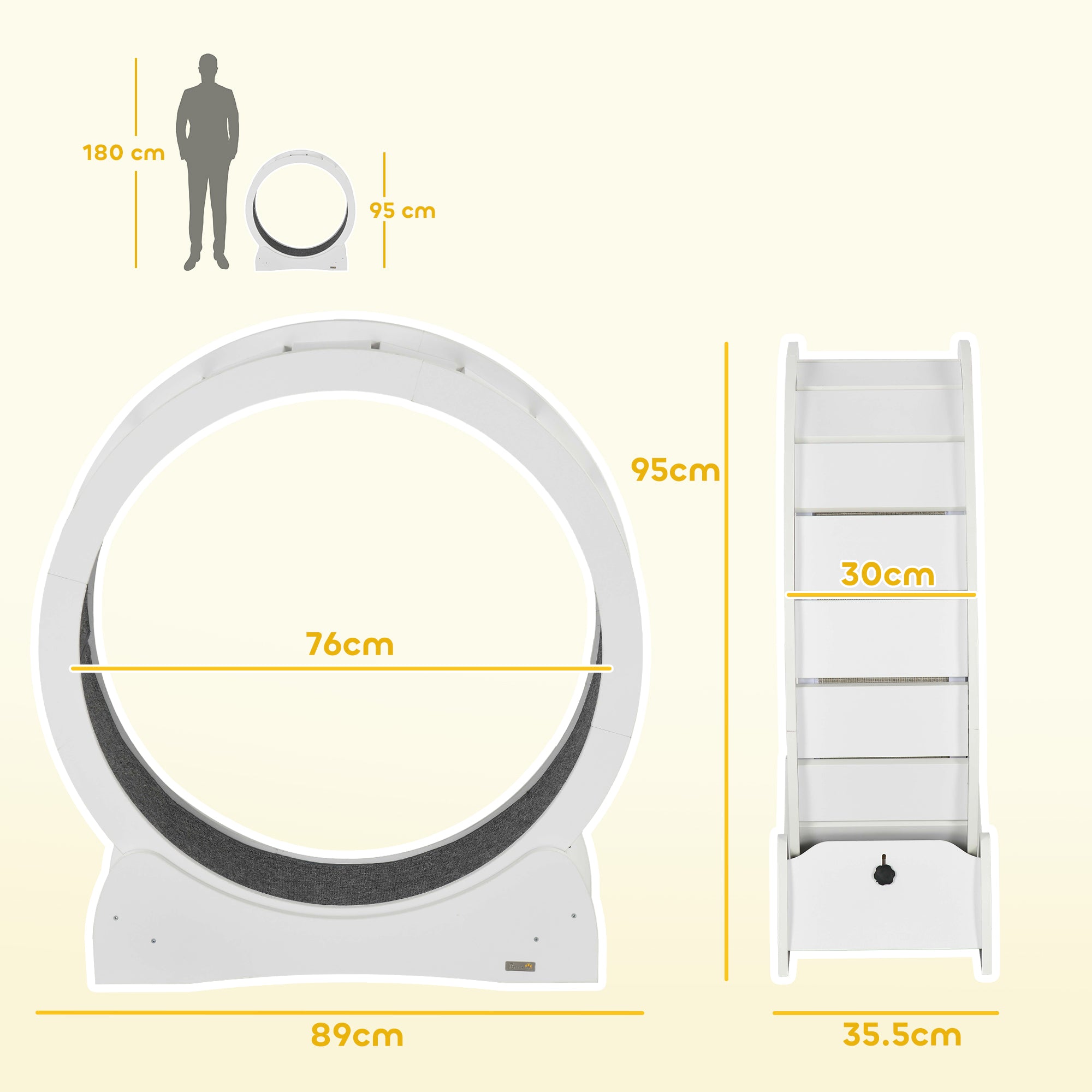 30" Wooden Cat Running Wheel with Brake, White