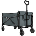 81L Festival Trolley on Wheels, Compact Garden Folding Trolley Cart with Adjustable Handle 80L, Grey