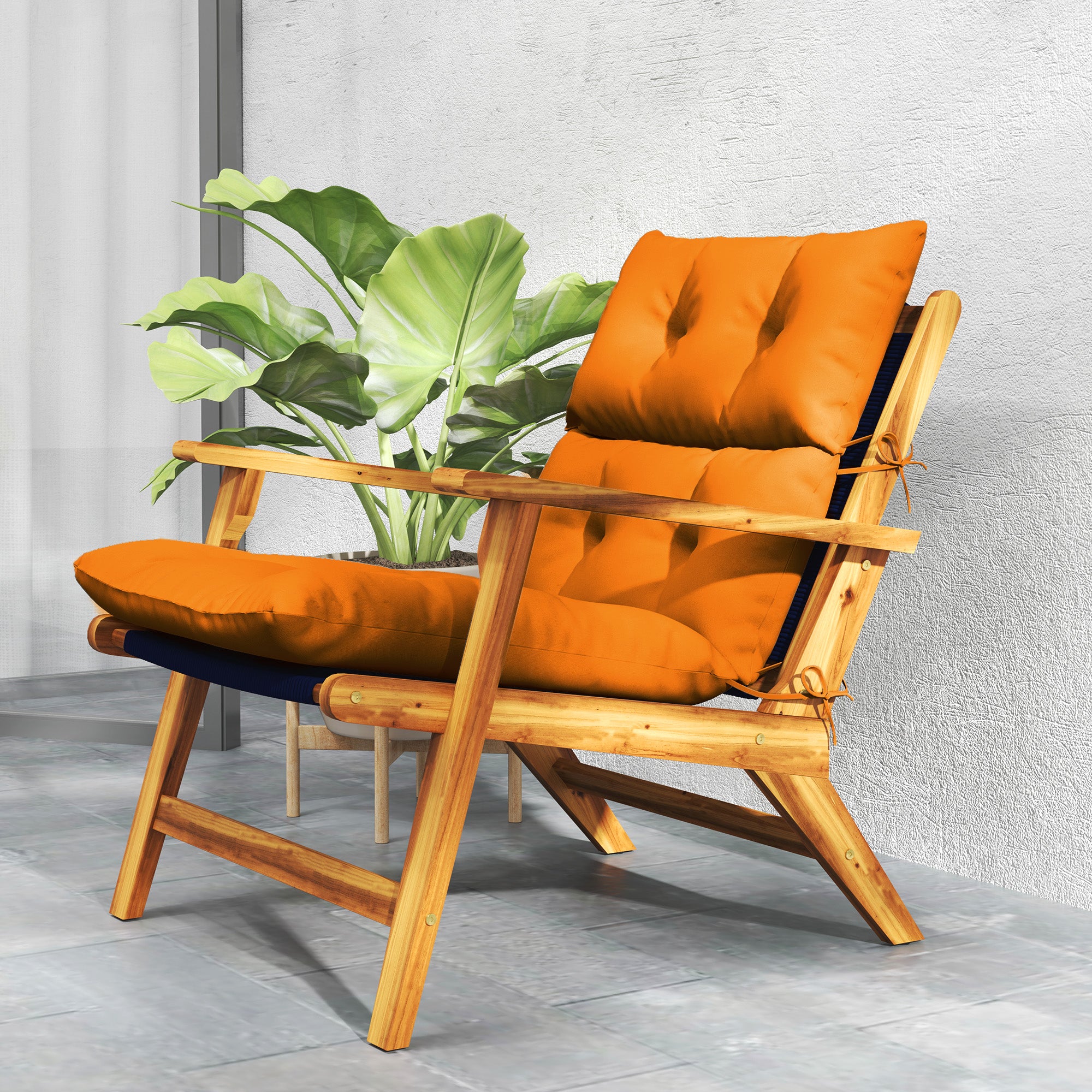 1 Piece Rocking Chair Padded Seat Cushion - Orange Breathable Fabric