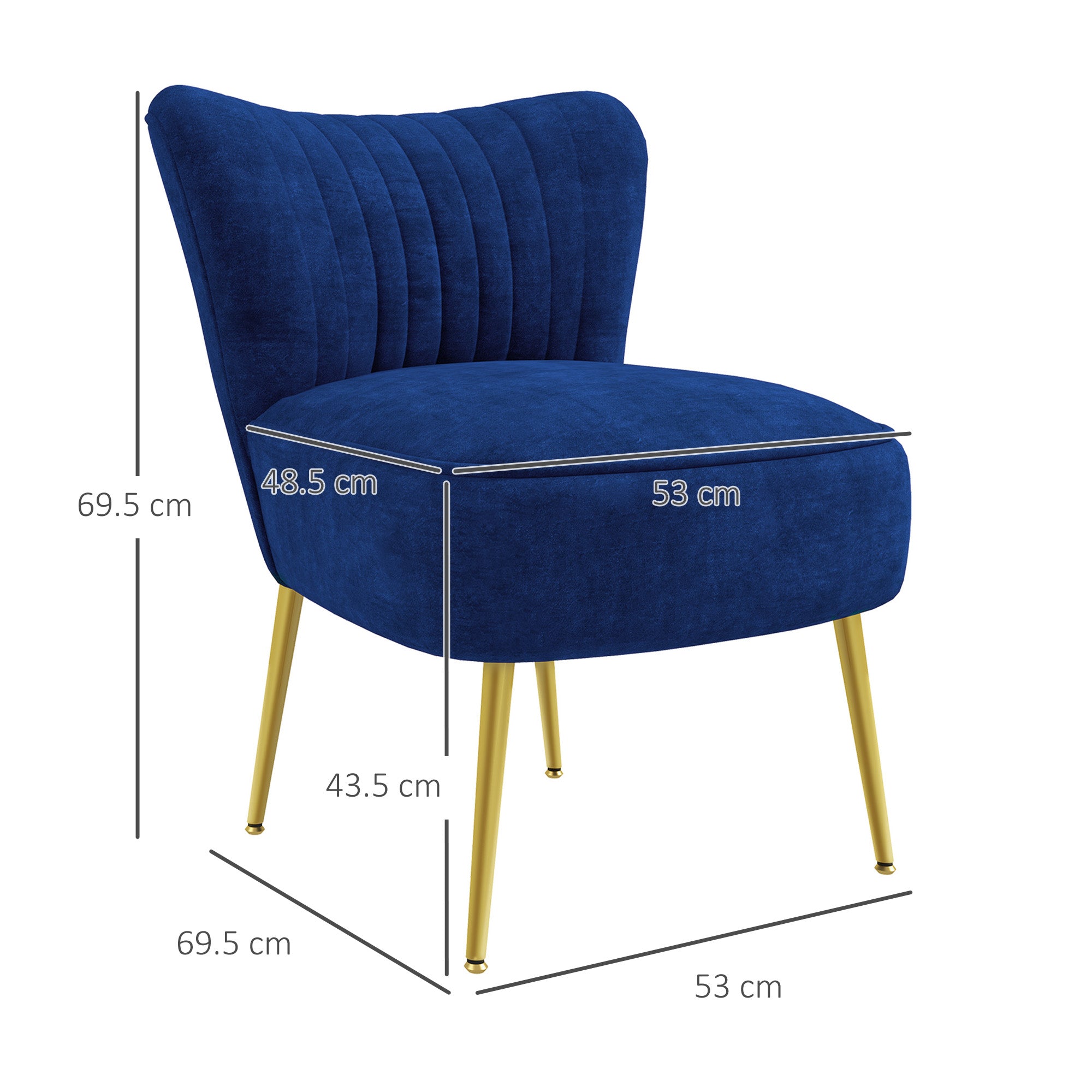 Velvet-Feel Tub Accent Chair - Dark Blue