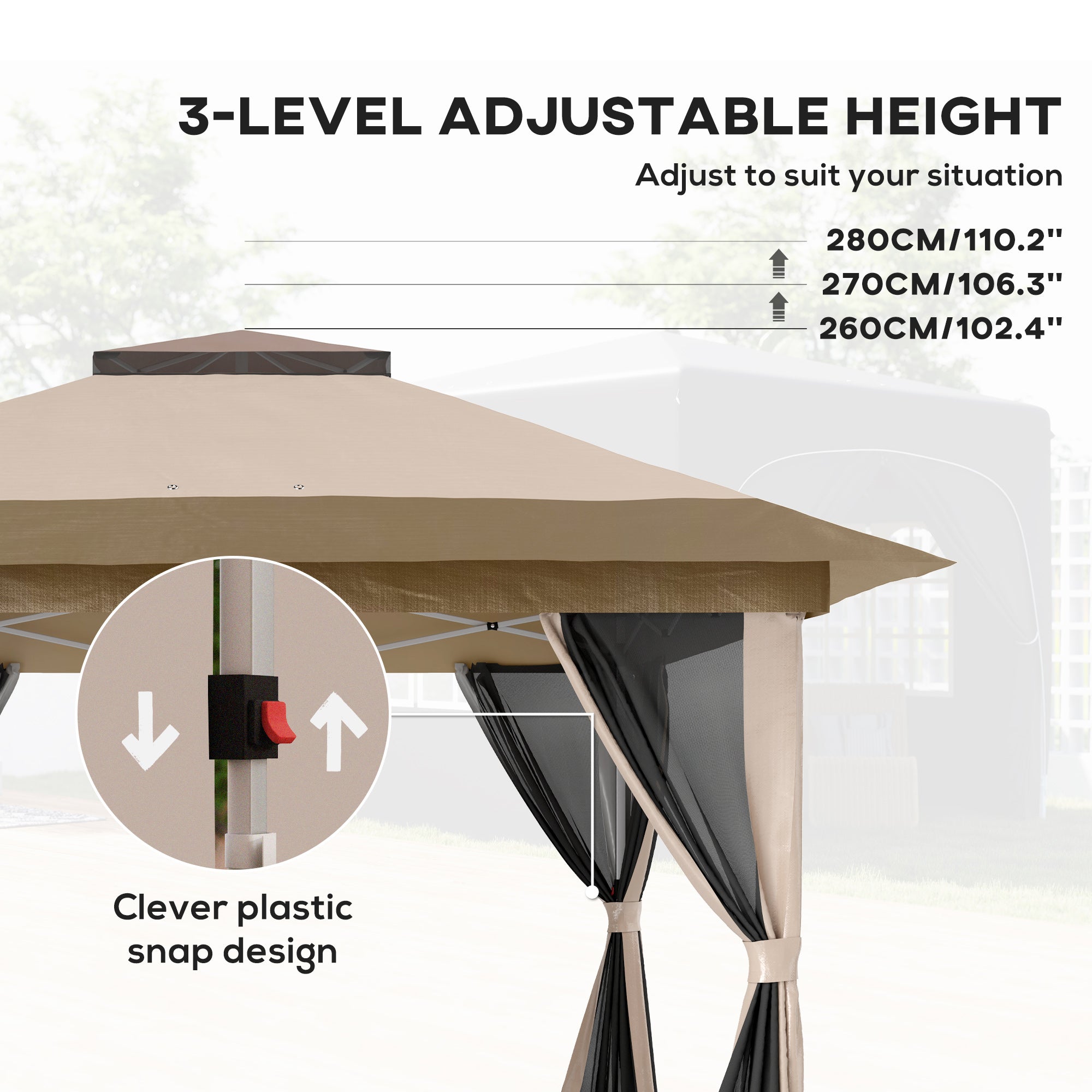 3.6 x 3.6m Pop-Up Gazebo with Accessories - Beige