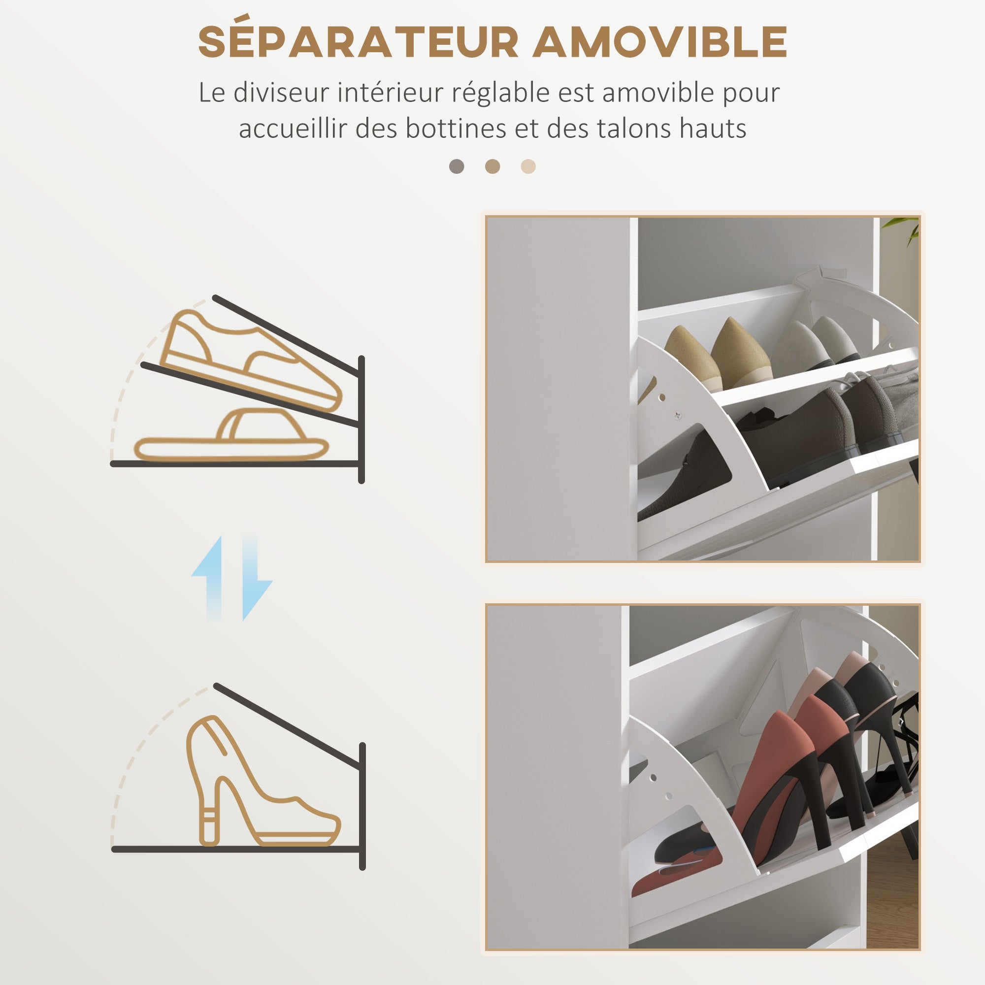 Three-Drawer Minimalistic Shoe Storage Cabinet, for 15 Shoes