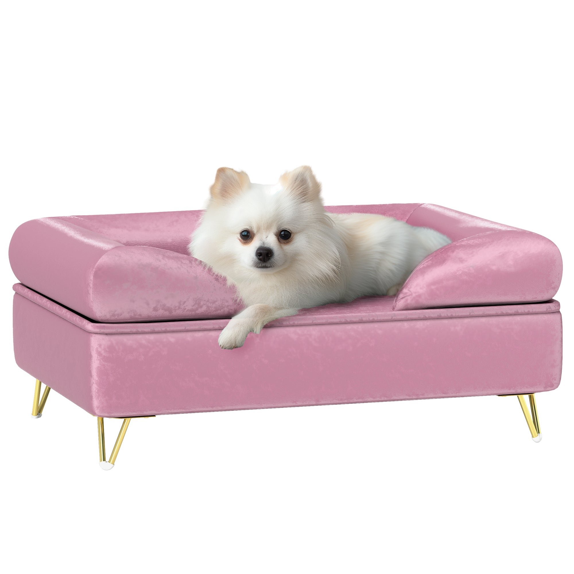 Cat Sofa Pet Couch w/ Removable Backrest, Soft Cushion, Washable Cover, for Small and Medium Sized Dogs, Pink