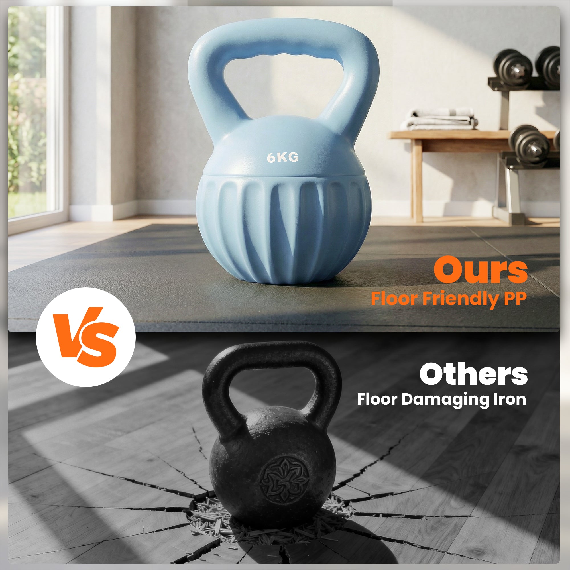 Kettlebell for Strength Training Kettle Bell with Non-Slip Handle 6 kg Blue