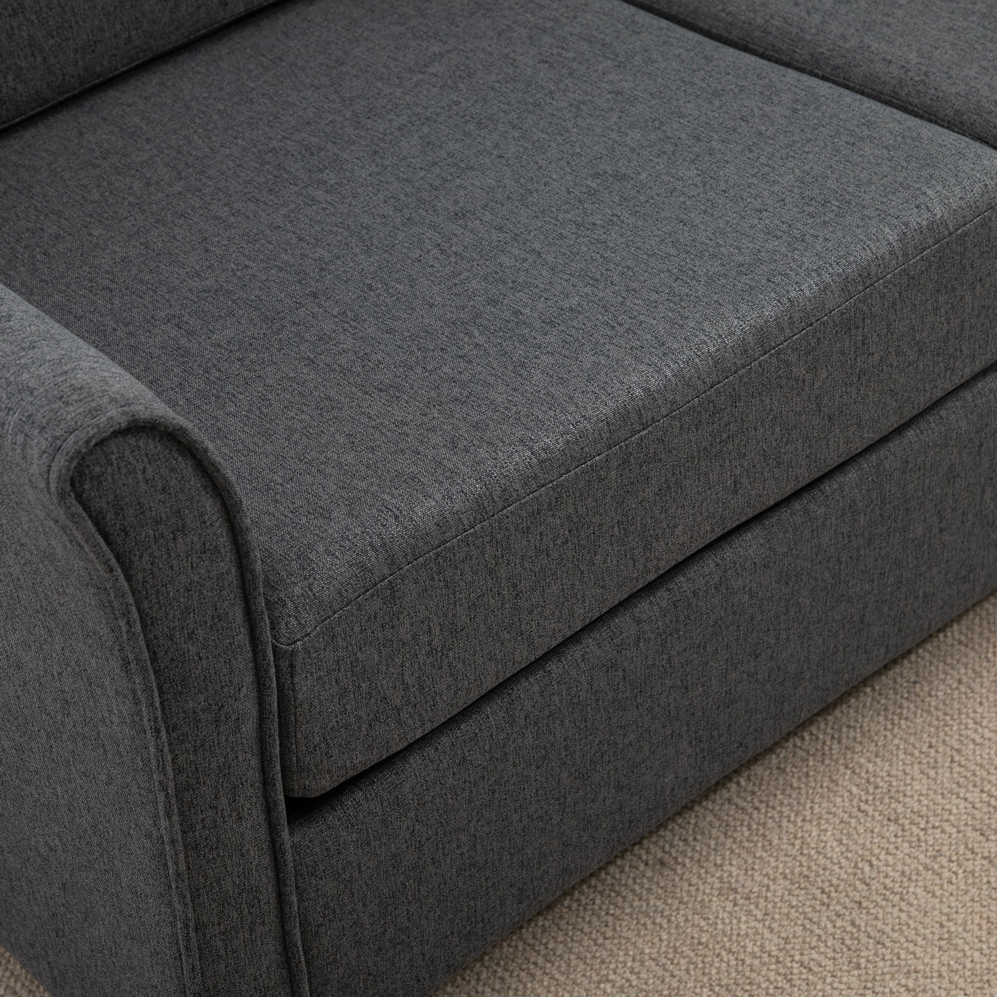 Two-Seater Linen-Look Sofa - Dark Grey