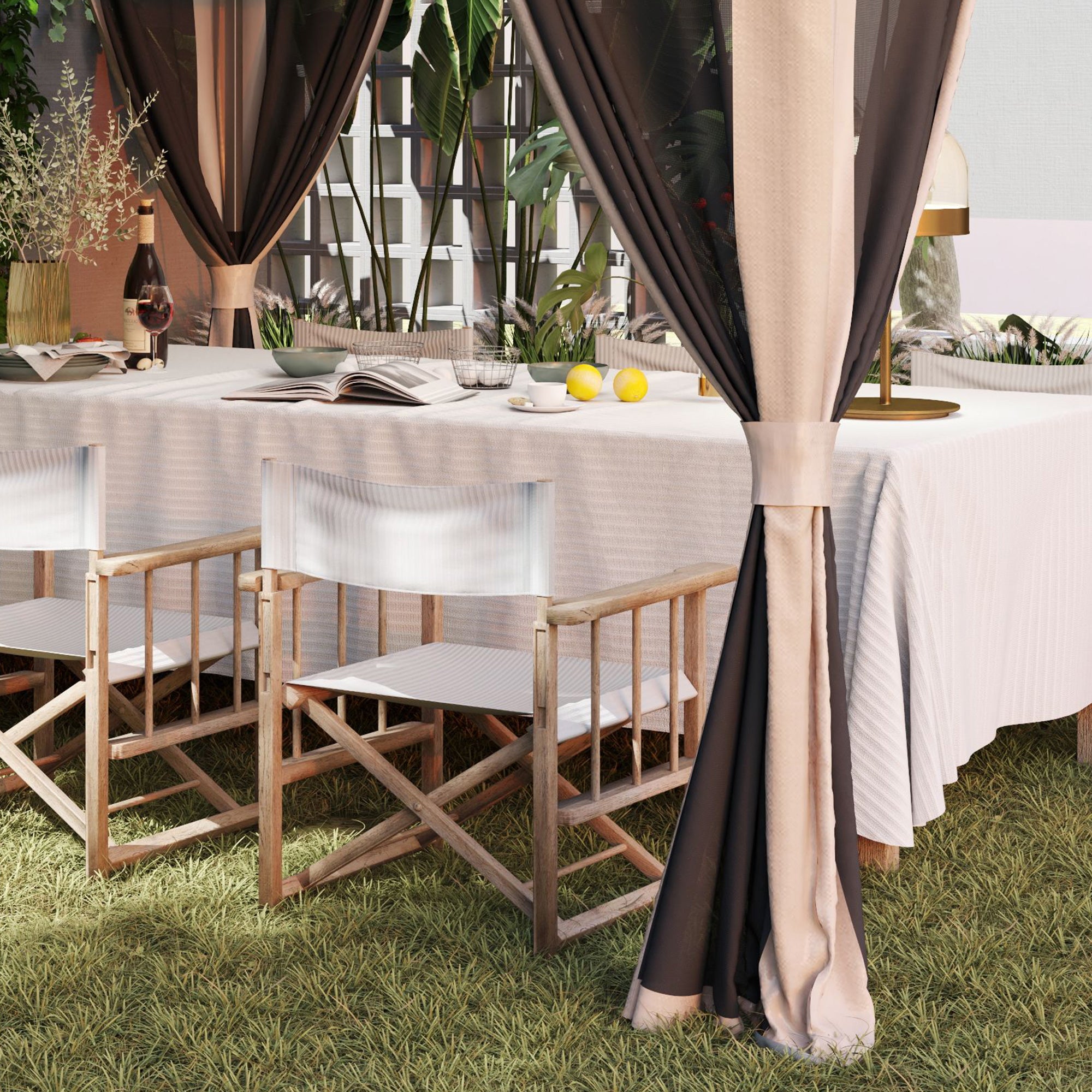3.6 x 3.6m Pop-Up Gazebo with Accessories - Beige