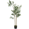 Decorative Artificial Plant, 148 cm Silk Olive Tree with 553 Leaves in Cement Pot, Fake Plant