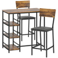 Three-Piece Compact Bar Table Set - Brown/Black