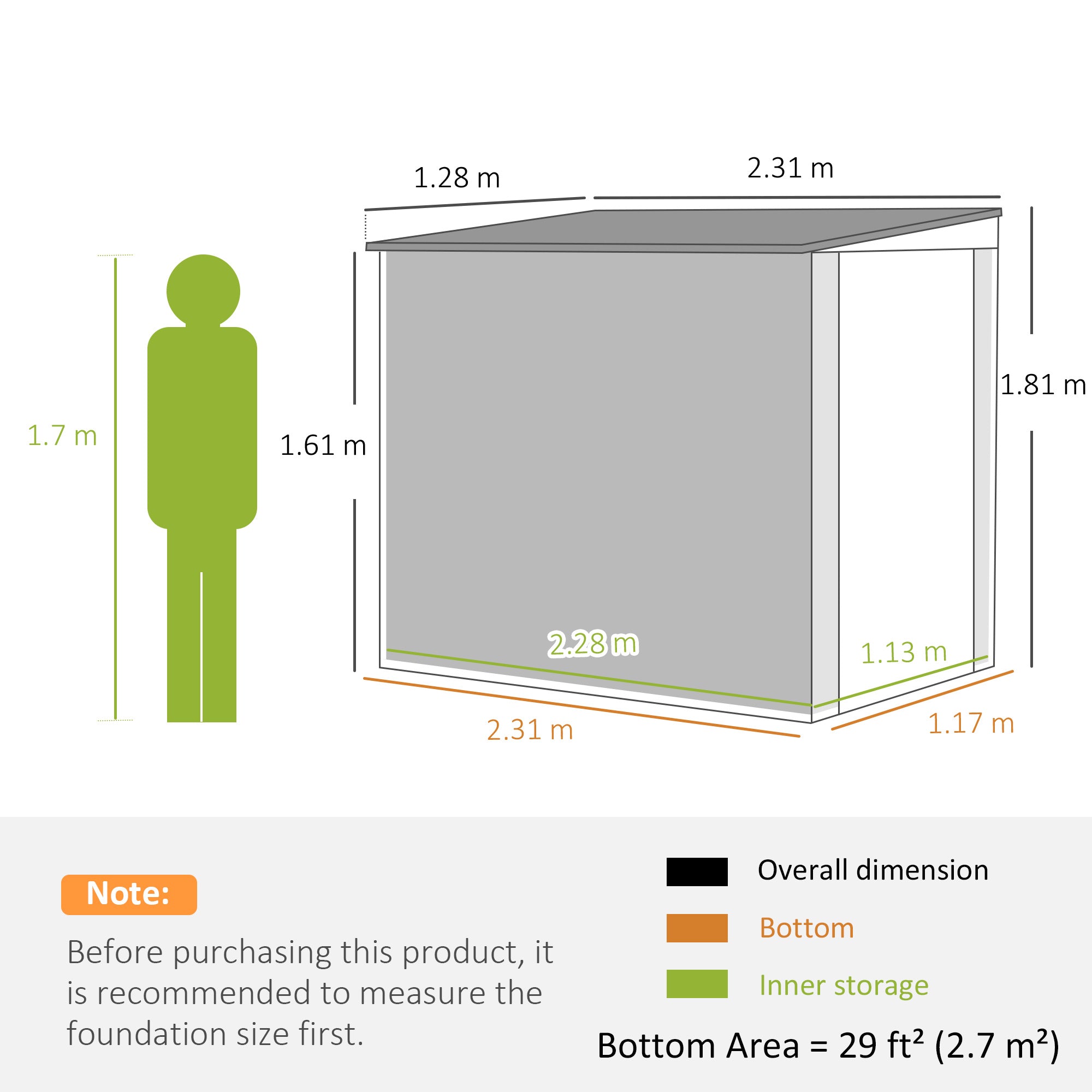 7.6 x 4ft Garden Metal Shed, Outdoor Storage Shed with Window, 2 Vents and Lockable Door for Garden, Patio, Dark Grey