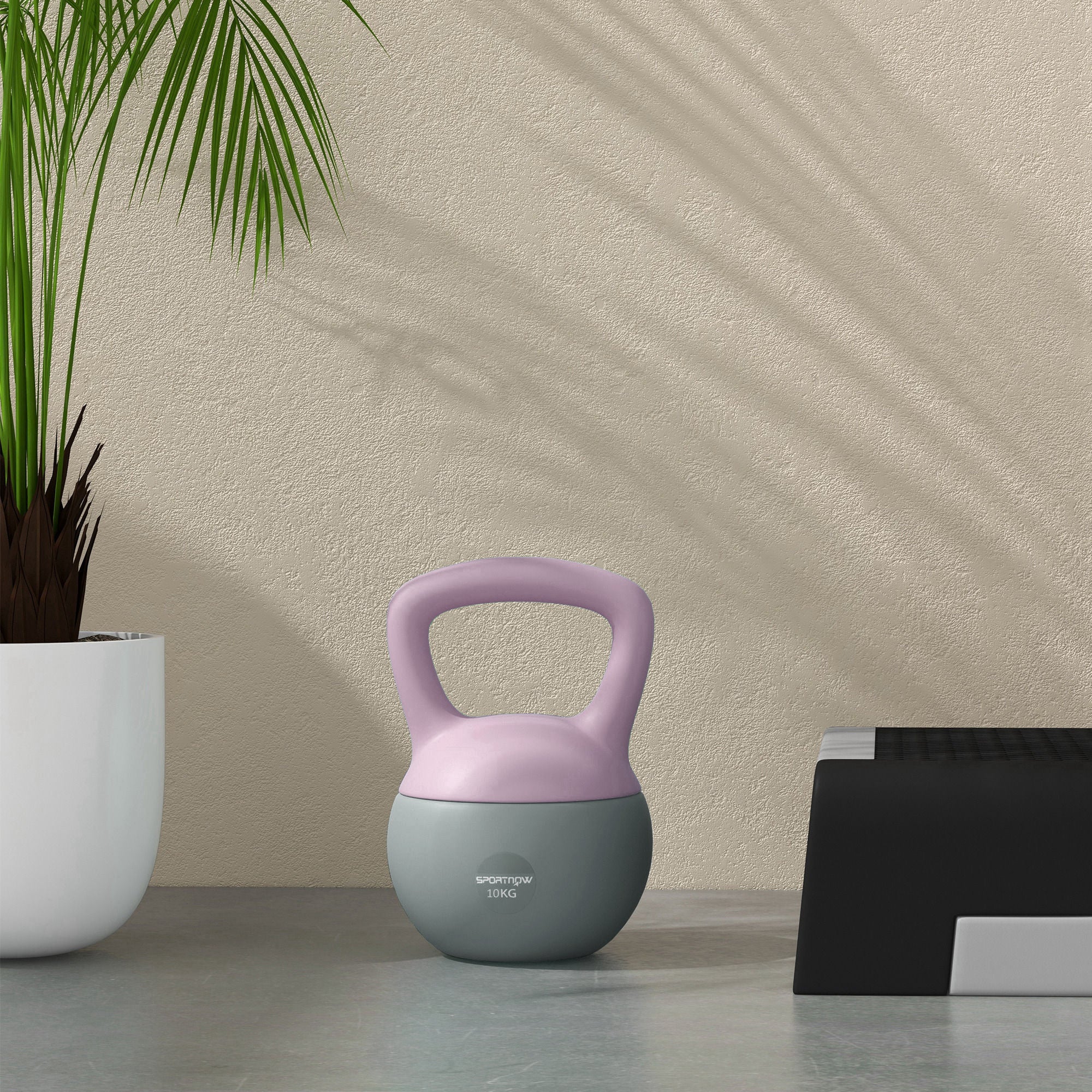 Soft Kettlebell, 10kg Kettle Bell with Non-Slip Handle for Home Gym Weight Lifting and Strength Training, Purple and Grey