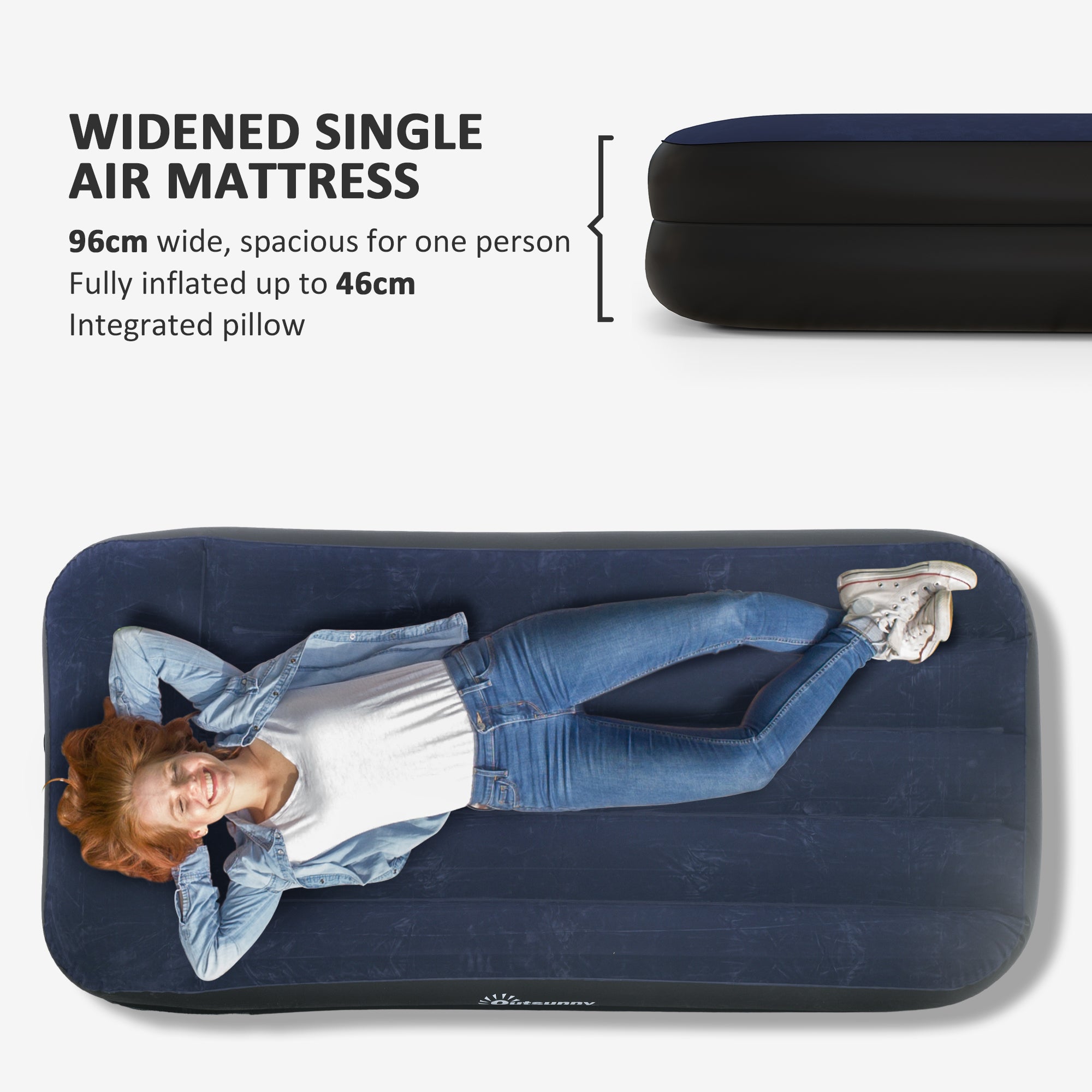 Single Air Bed with Built-in Electric Pump and Carry Bag