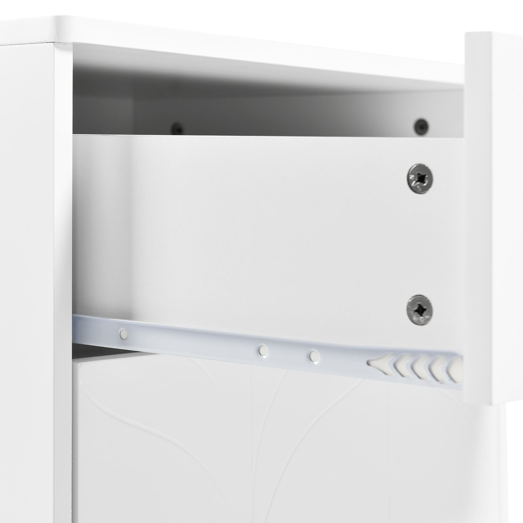 Set of 2 Modern Bedside Tables with 2 Drawers, Floral Pattern and Gold-Plated Accents, Anti-Bump Design, 50L x 40W x 54H cm, White