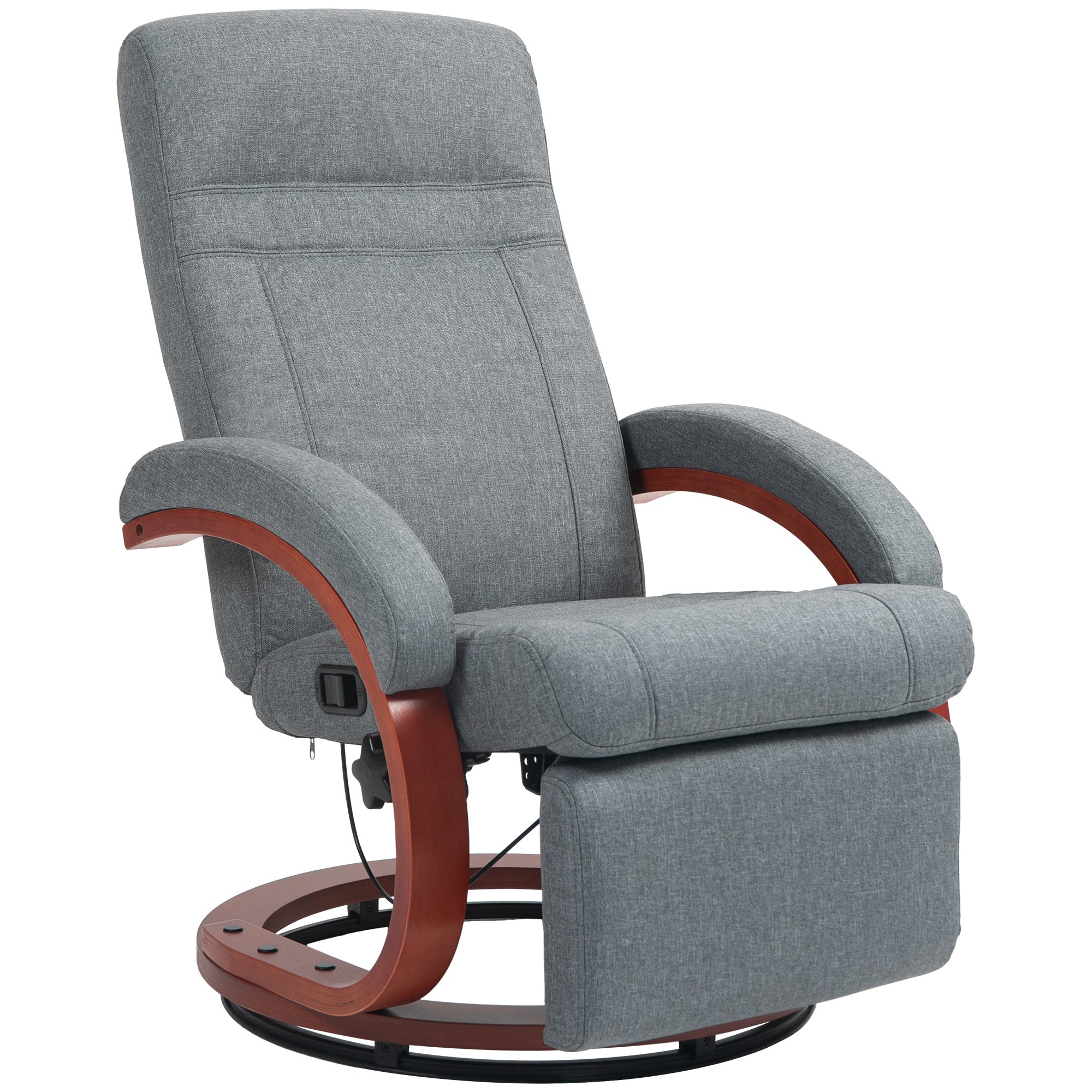 135° Manual Reclining Swivel Chair, with Footrest - Grey