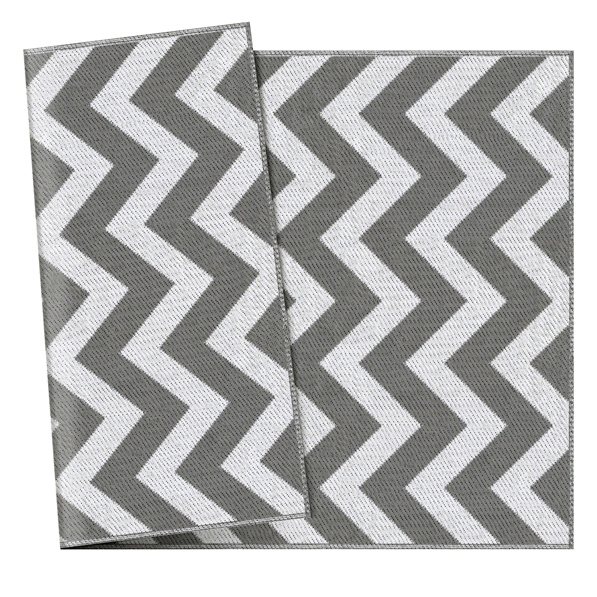 Waterproof Outdoor Camping Rug Mat 182x121cm Reversible - Light Grey White