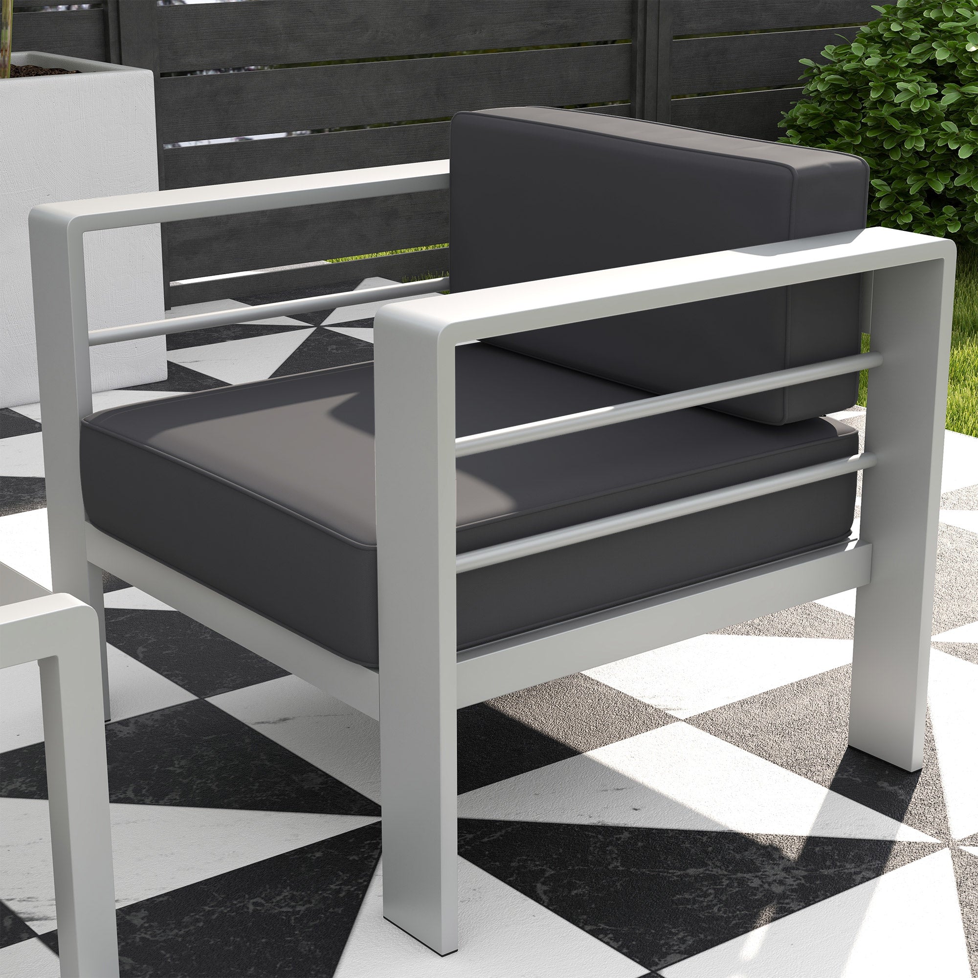 Five-Piece Aluminium Garden Sofa Set, with Glass-Top Table - Grey