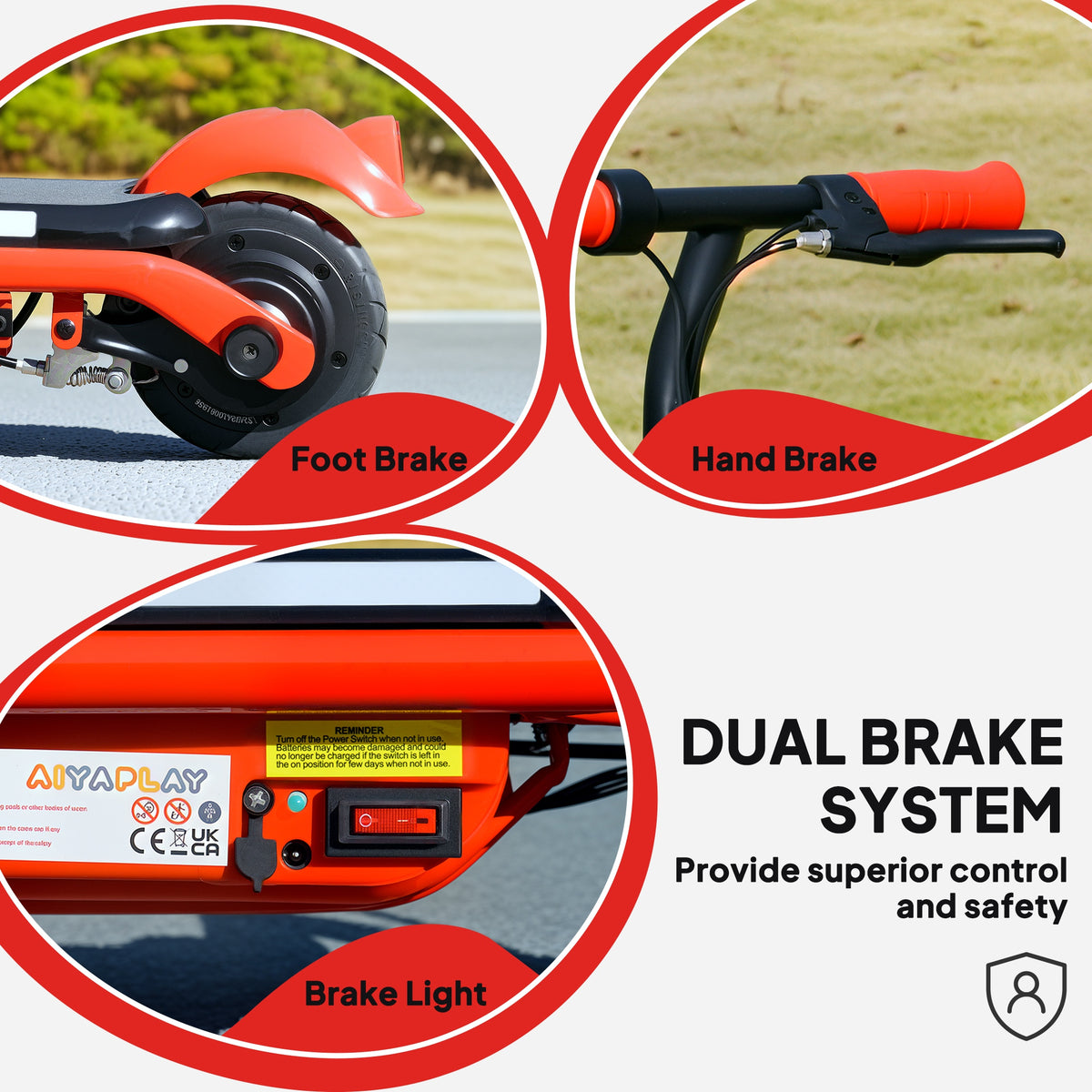 Kids Electric Scooter with Dual Brakes, Flashing Wheels & Lights, 12 KM/H, Ages 6-14 - Red