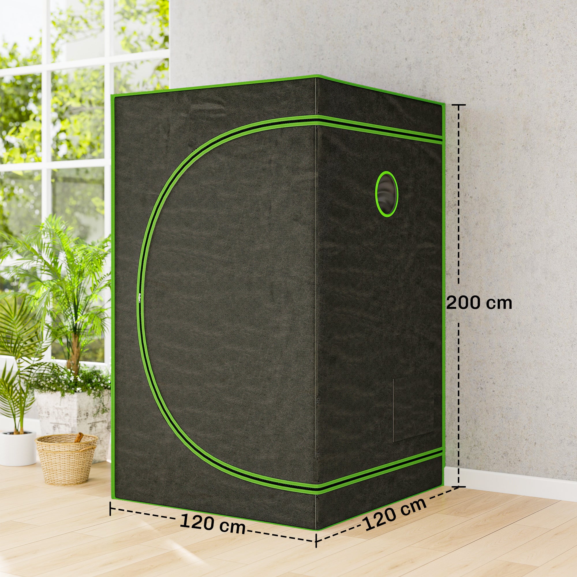Grow Tent 120 x 120 x 200 cm, Reflective Mylar Hydroponic Growing Tent with 600D Oxford Fabric, Observation Window, Vent, Zipper Door for Indoor Plant Growing, Black