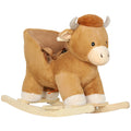 Baby Rocking Horse with Safety Belt, Wood Base, Animal Rocker for Children, Brown