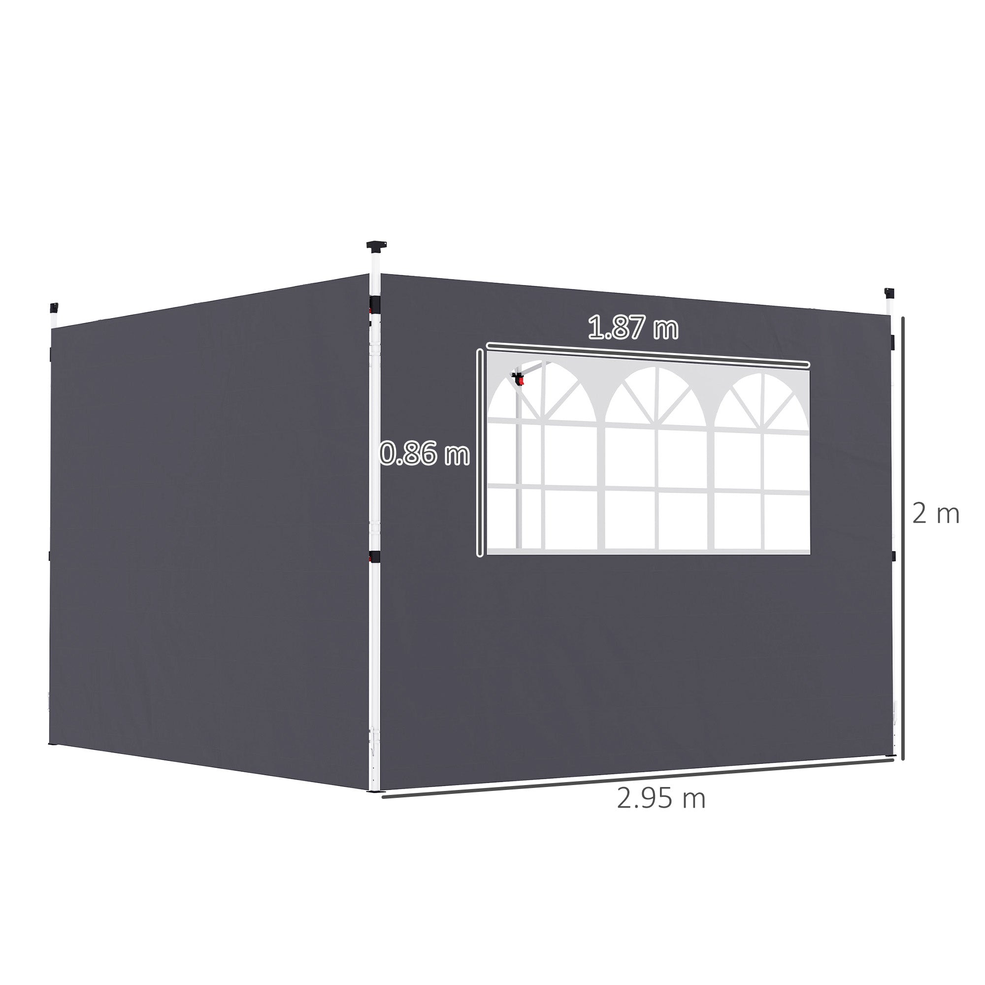 3 Meter Gazebo Replaceable Side Panel Walls with Window - Dark Grey