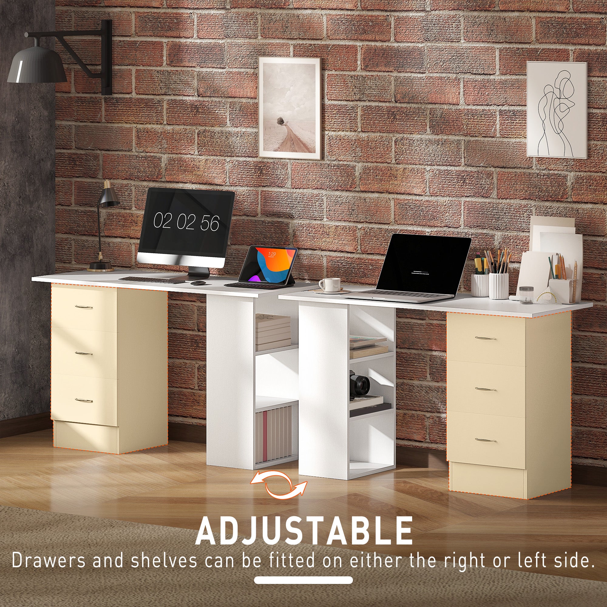 Computer Desk, Home Office Desk, Writing Table, PC Workstation with 3 Storage Shelves and 3 Drawers for Working, Study, 120 x 49 x 72 cm, White