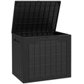 93L Plastic Garden Storage Box, Outdoor Storage Box with Handles, Waterproof Outdoor Storage Container, Black
