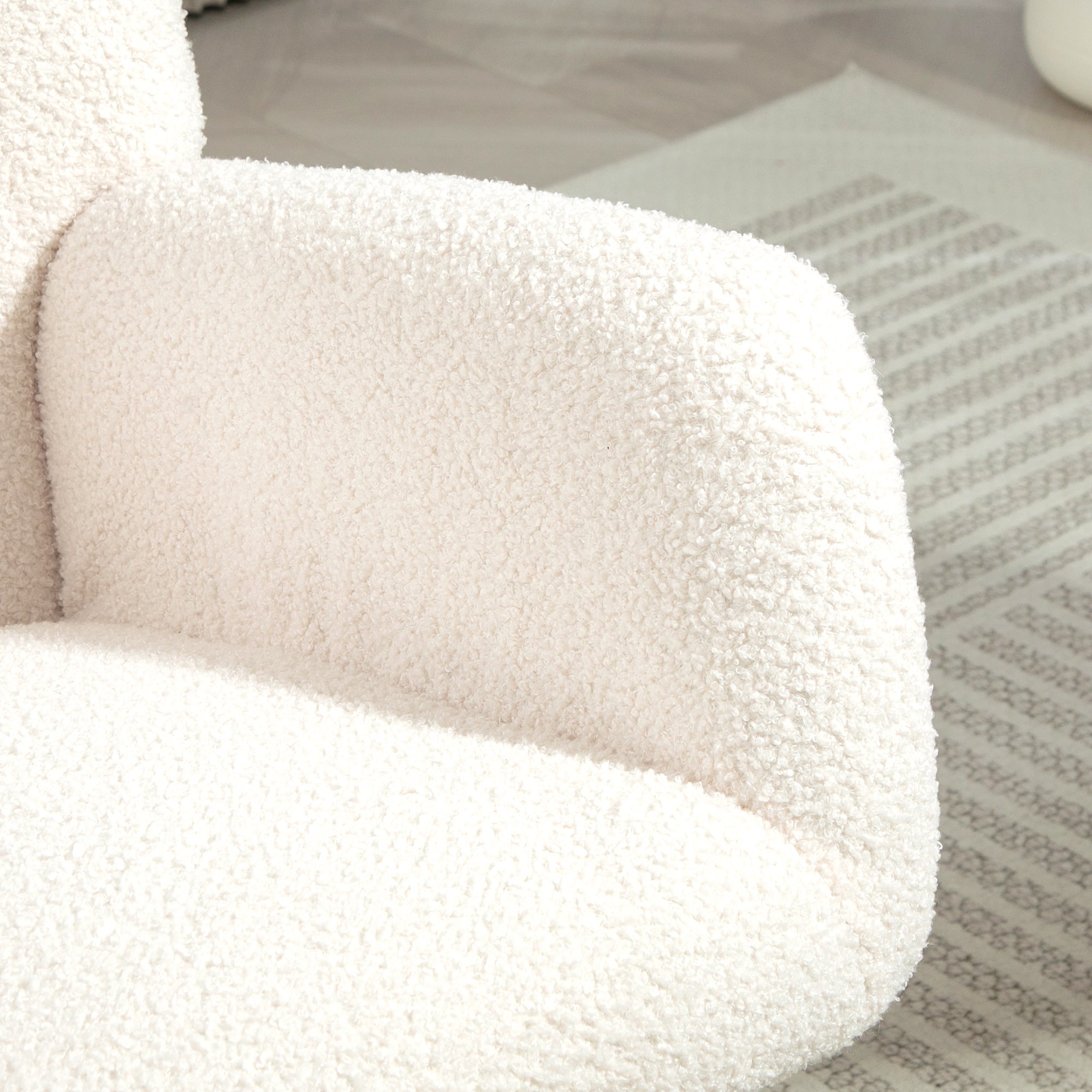 Teddy Fleece Rocking Chair with High-Density Foam Cushioning - Cream White