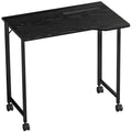 Folding Small Desk on Wheels - Black Wood Effect