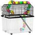 2 Tier Hamster Cage with Deep Tray, Tube System, Water Bottle & Feeding Bowl - Multicolour