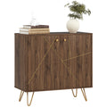 Modern Luxury Sideboard Storage Cabinet with Adjustable Shelf and Steel Harpin Legs - Brown