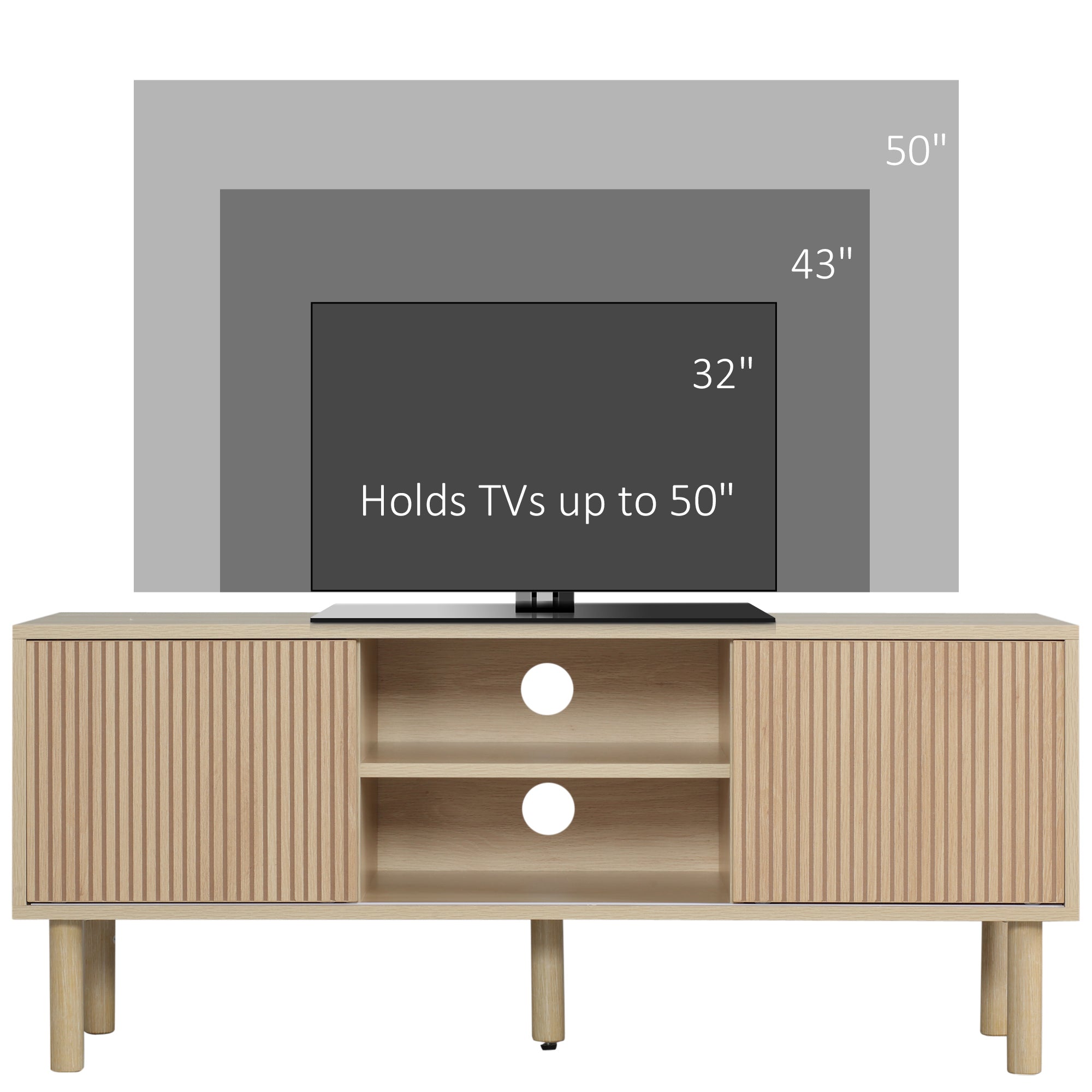 Sliding Door TV Cabinet Stand - Oak Wood-Effect