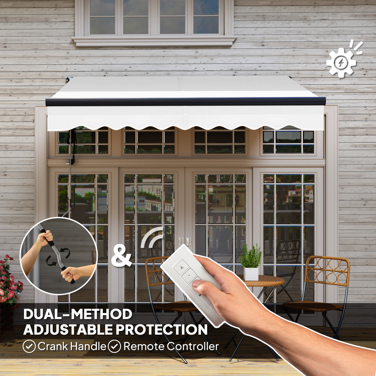 2.5 Metre Electric Retractable Awning Set with Remote Control - Light Grey UV30+