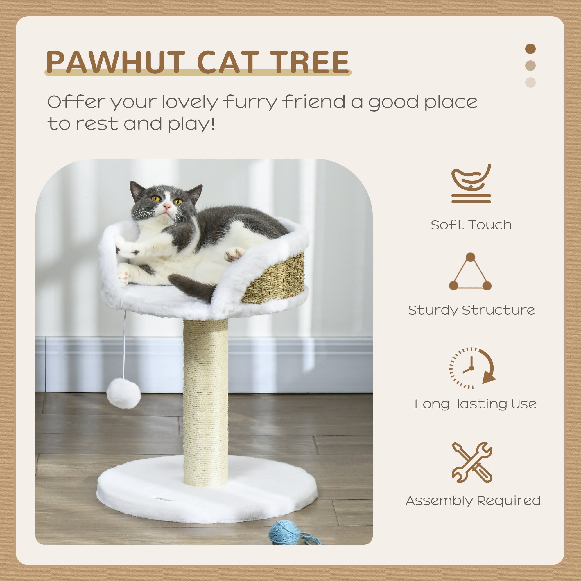 Cat Tree Tower with Scratching Posts, White