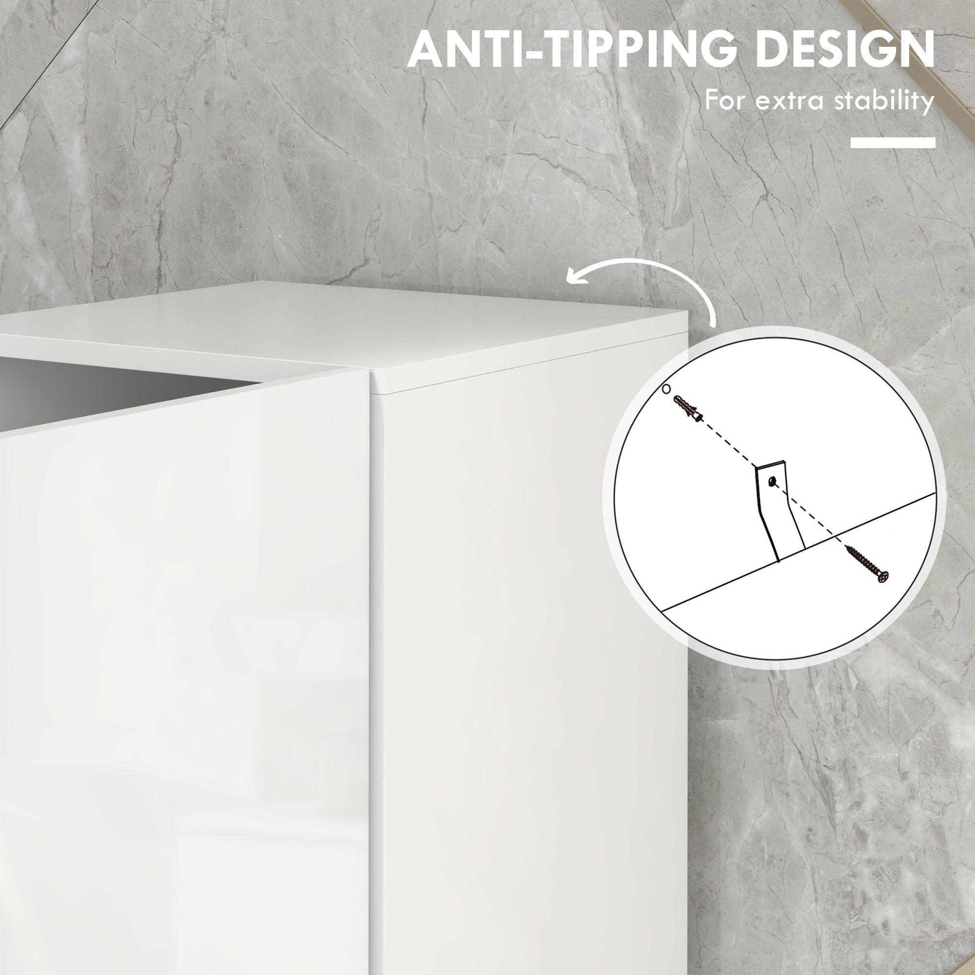 Multi-Storage Slim Bathroom Cabinet - High Gloss White