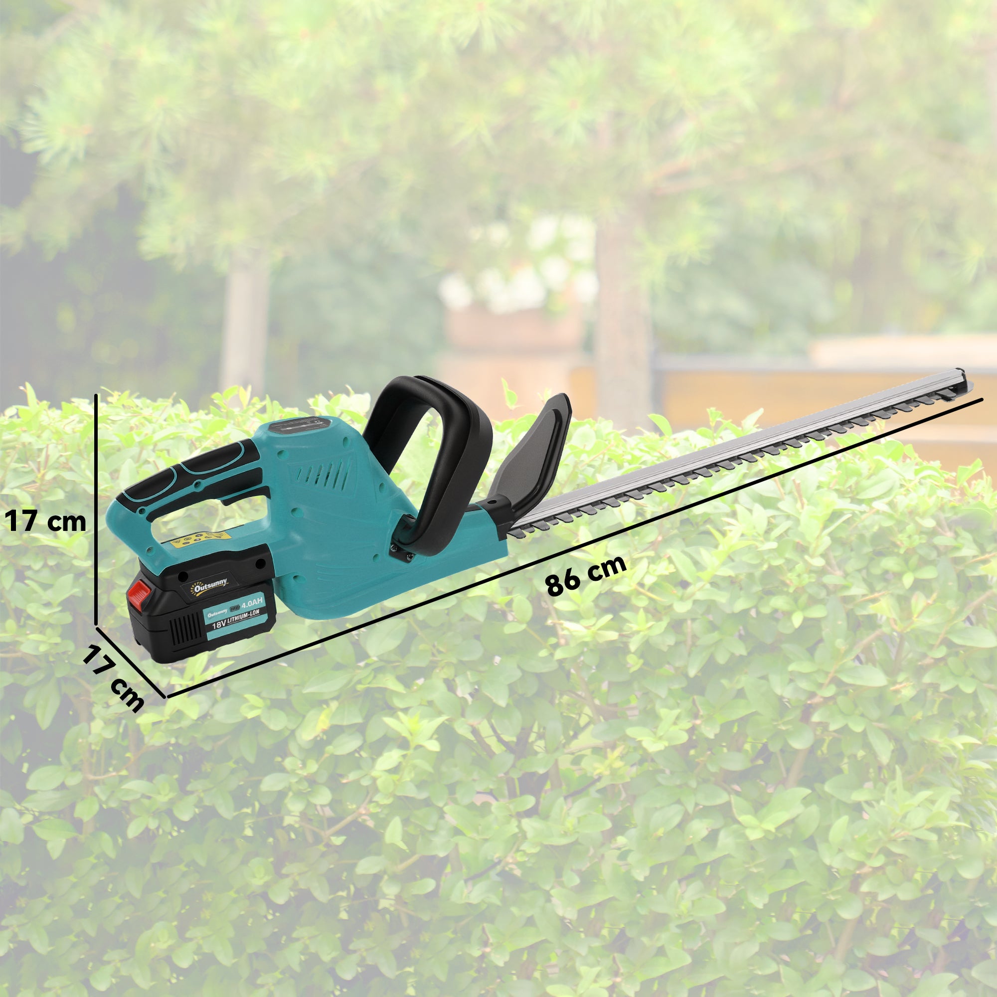 20" Cordless Hedge Trimmer, 18V Electric Hedge Cutter with 51cm Dual Action Blade, 2 x 4000mAh Batteries and Brushless Motor for Garden Branches, Shrubs, Twigs, Blue