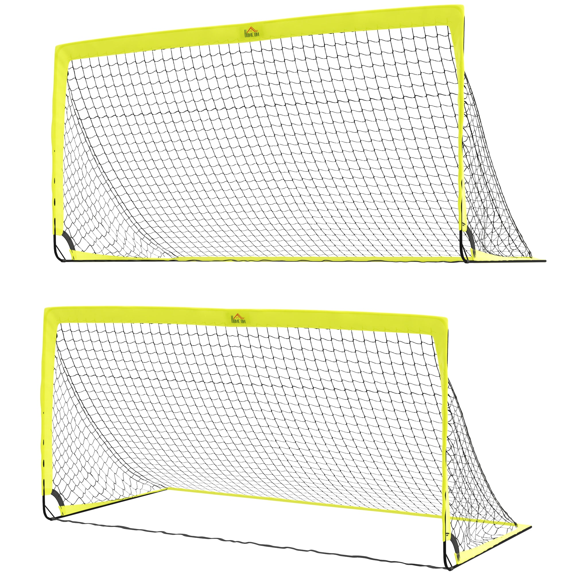 Set of 2 Football Goal Net 6 x 3 ft Foldable Outdoor Sport Training Teens Adults Football with Carrying Bag Yellow