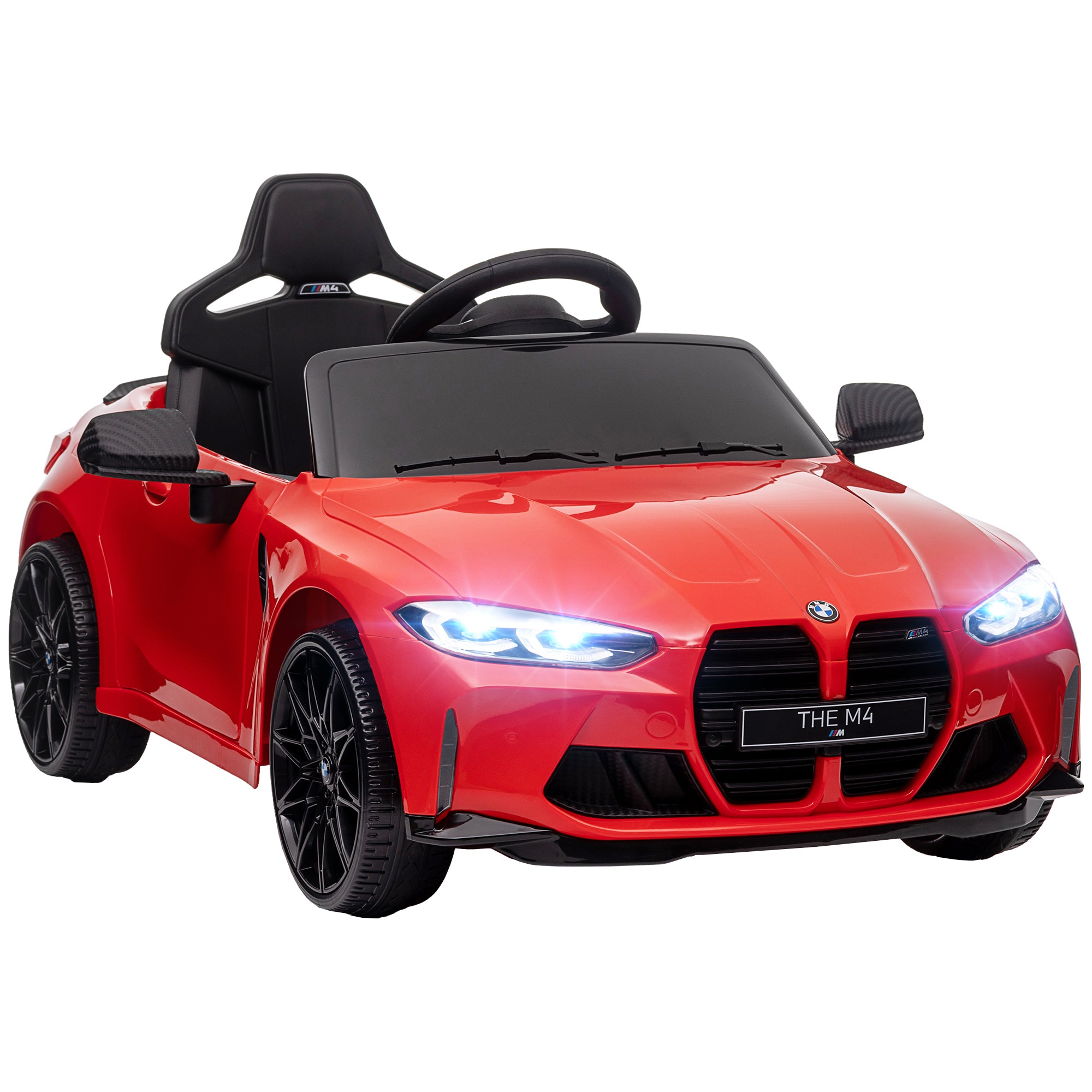 12V BMW Licensed Kids Car, with Easy Transport, Remote Control, Suspension, Music, Horn, LED Lights, Red