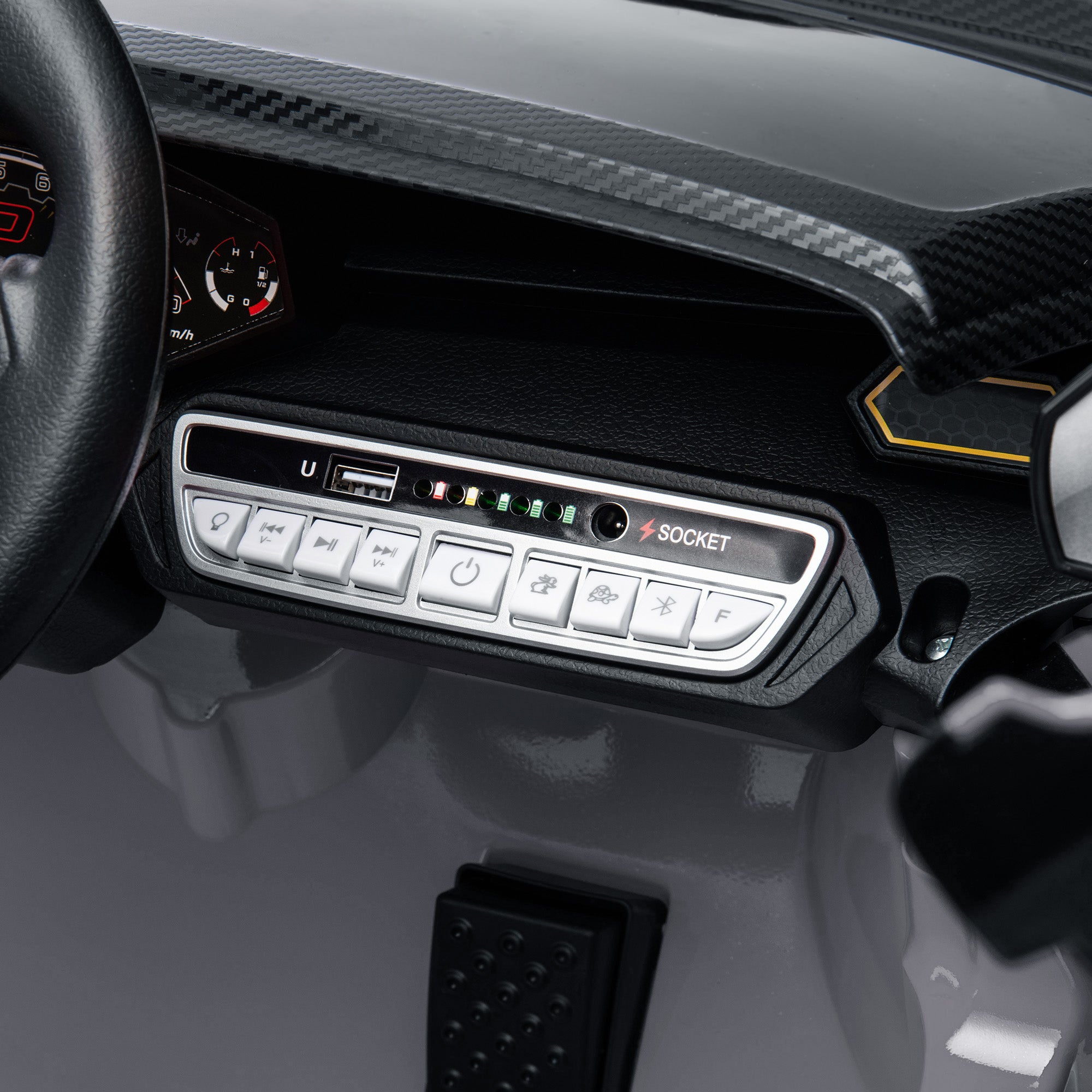 12V Lamborghini Autentica Licensed Kids Electric Car with Remote Control, Four Suspension Wheels, Soft Start, Grey