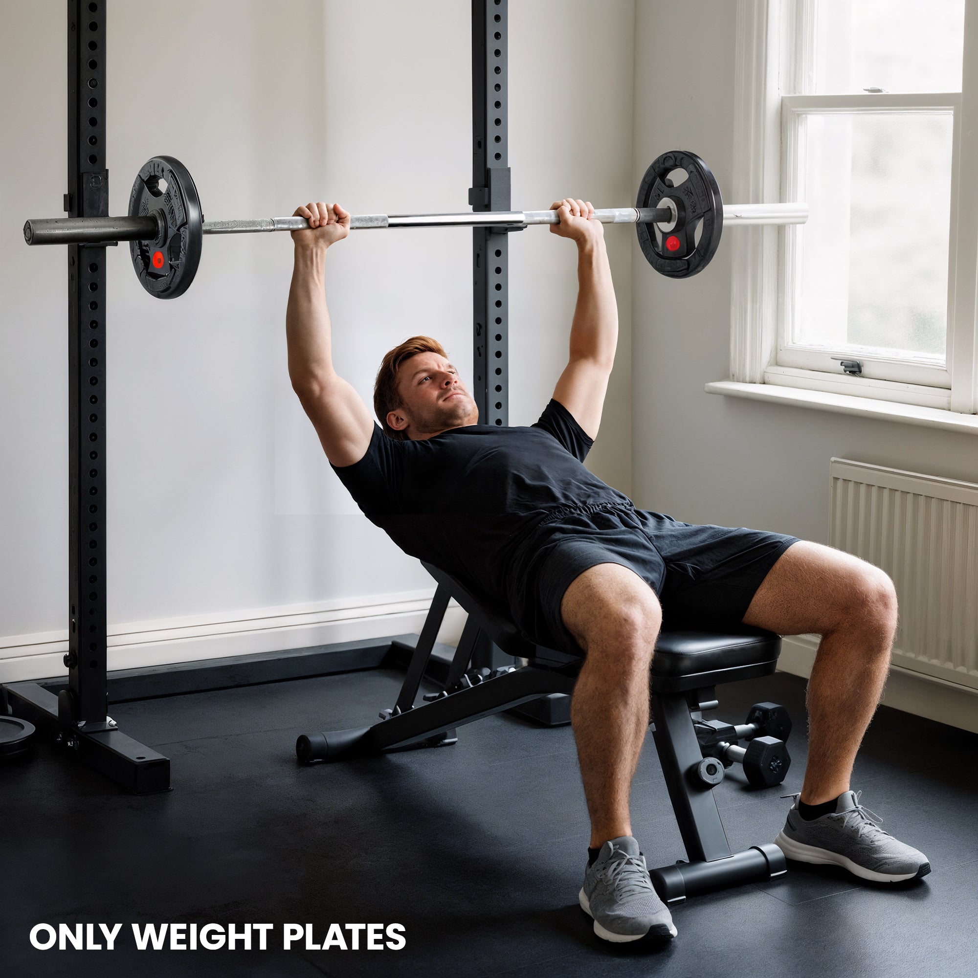 Olympic Weight Plates, 2"/5cm Weight Disc Pair with Tri-Grips, 2 x 15kg Dumbbell Plates for Weightlifting and Strength Training Home Gym Fitness Workout, Black