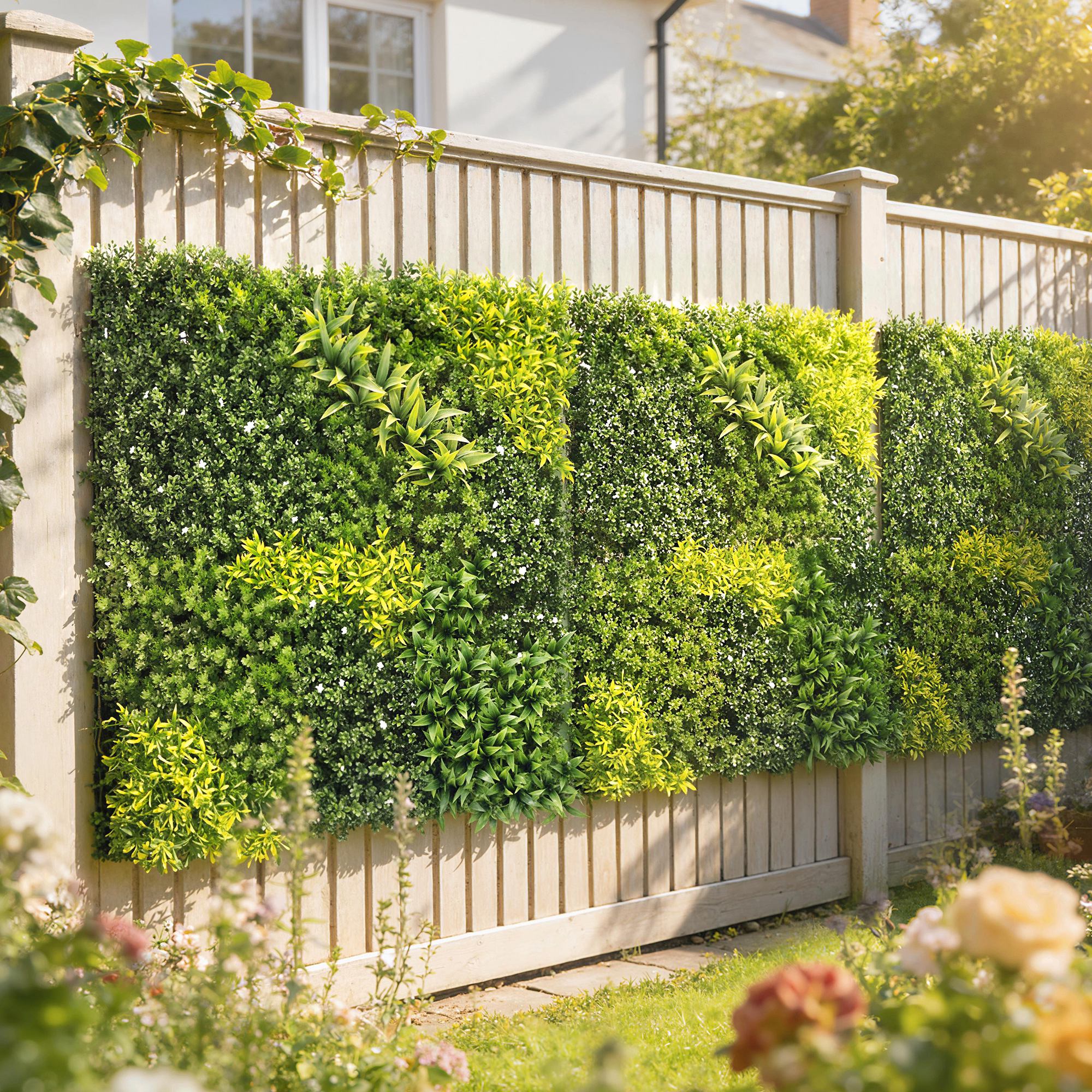 Artificial Plant Wall Panel, 100x100 cm Artificial Grass Backdrop Wall, Green